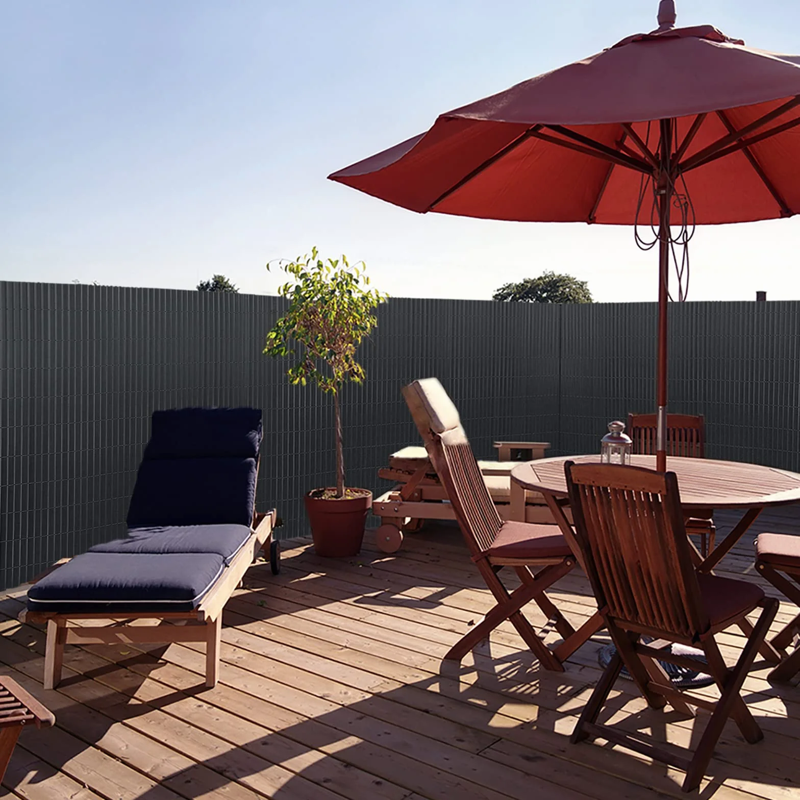 YUENFONG Paravento PVC 160x1000 cm Antracite per Balcone Giardino Terrazza