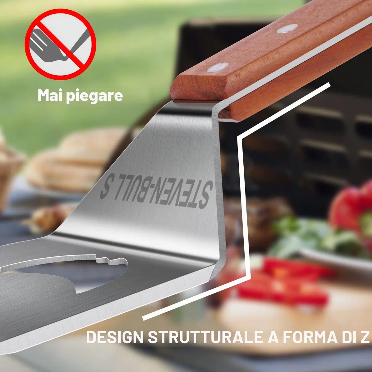 STEVEN-BULL S Spatola Barbecue 7 in 1, Utensili Barbecue Unici, Accessori Barbecue per Campeggio Esterno, Barbecue, Regali per Uomo