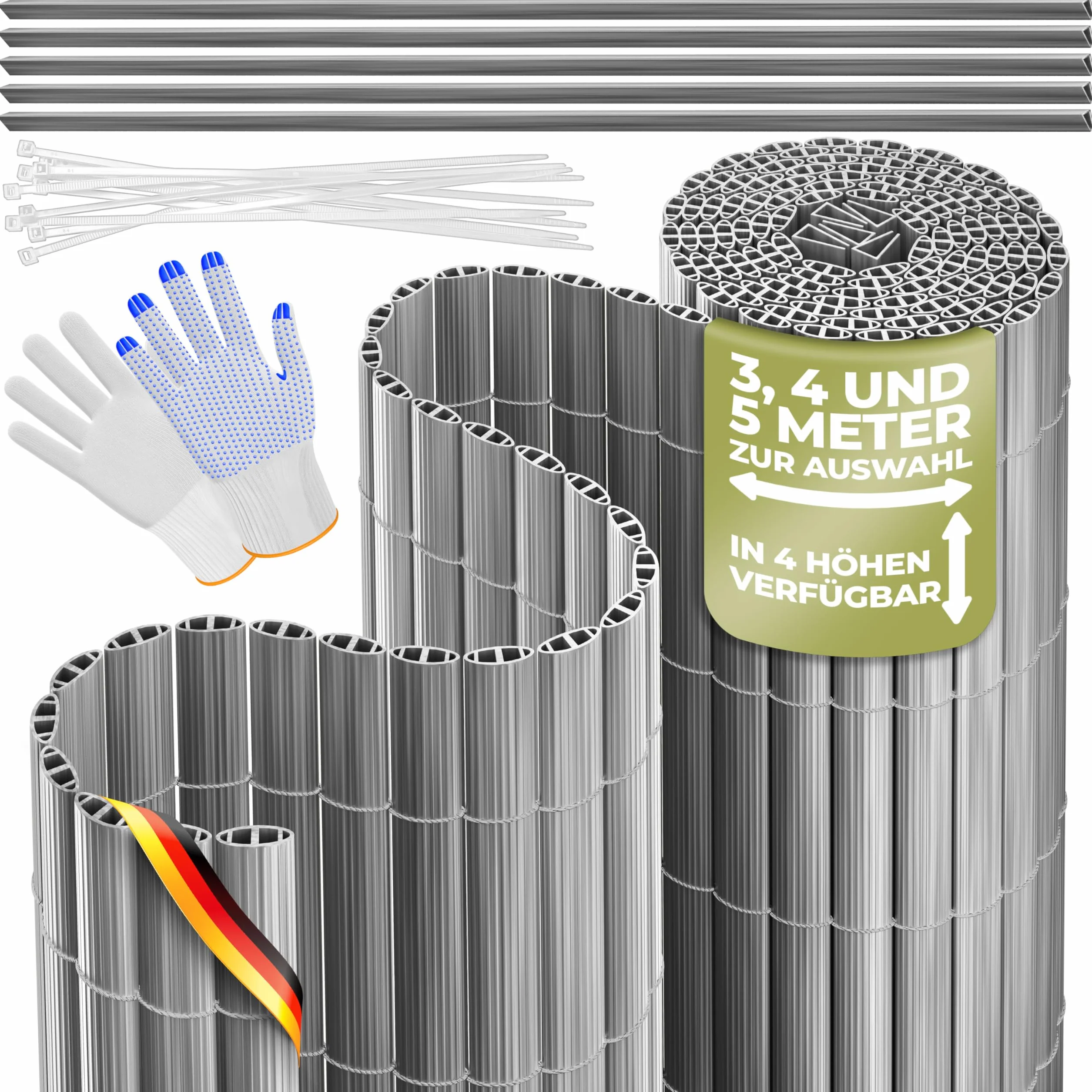 KESSER® - Recinzione frangivista in PVC per esterni, 120 x 400 cm, copertura per balcone, protezione dal vento, lamelle rinforzate per balcone e terrazza, con fascette, copertura e guanti, colore