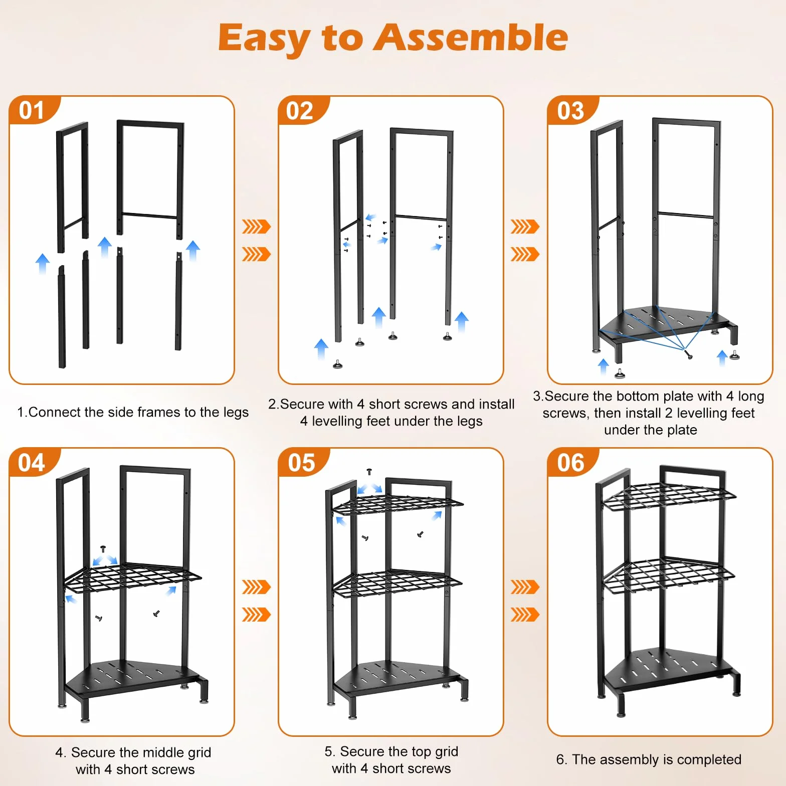 Porta Attrezzi da Giardino,Organizer per Attrezzi da Giardino,Supporto Metallo con 3 Livelli e Ruote, Conservazioneper Fino a 35 Attrezzi/Scope/Rastrelli a ManicoLungo