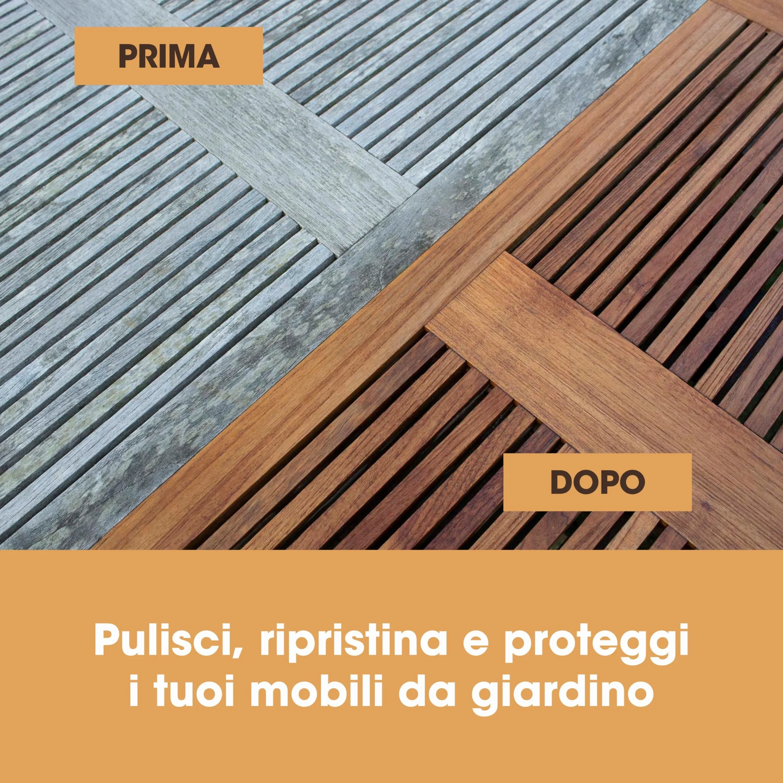 Kit cura teak - Pulisc e ripristina mobili giardino - Olio detergente schiarente