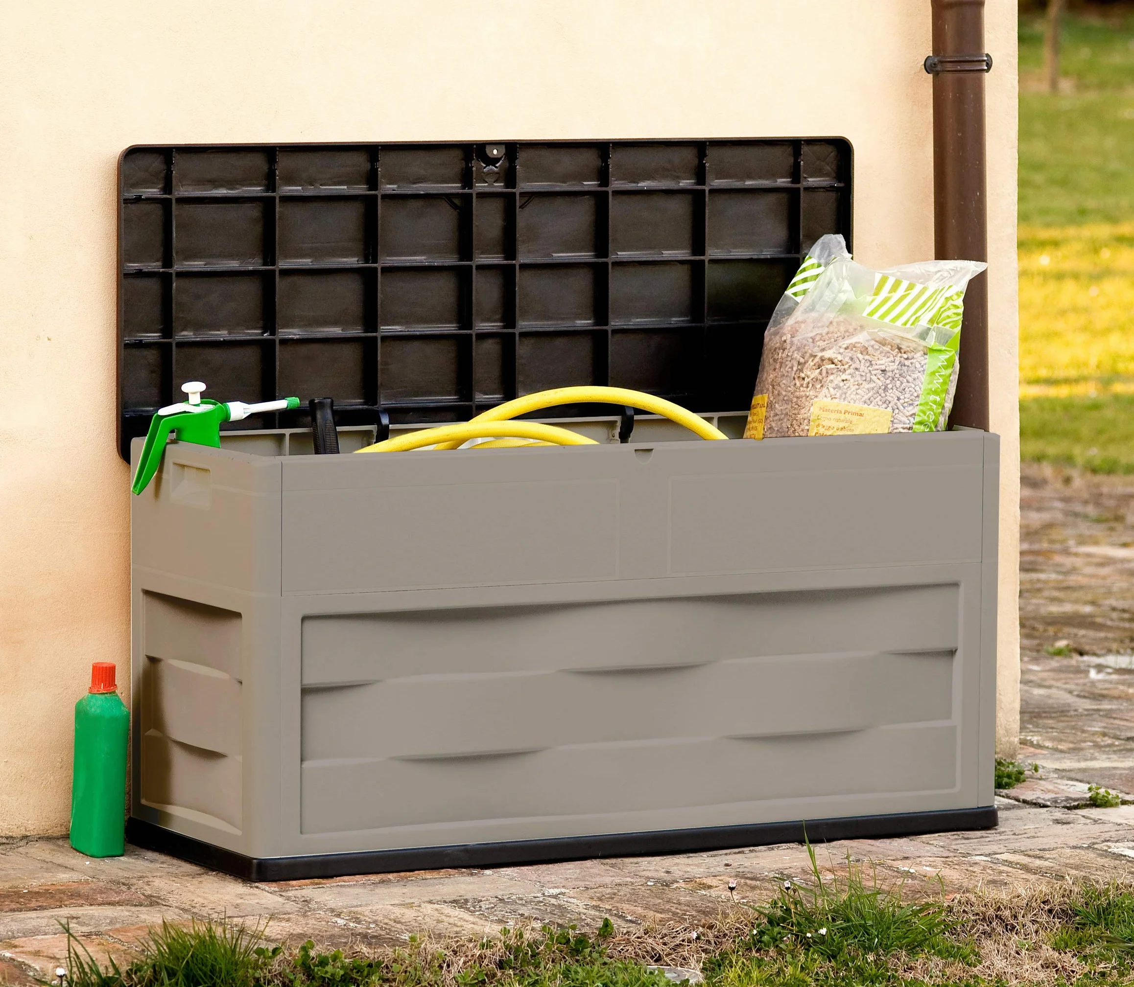 Toomax Ambition baule da giardino 320L portattrezzi 119x46x60h cm grigio tortora/nero UV