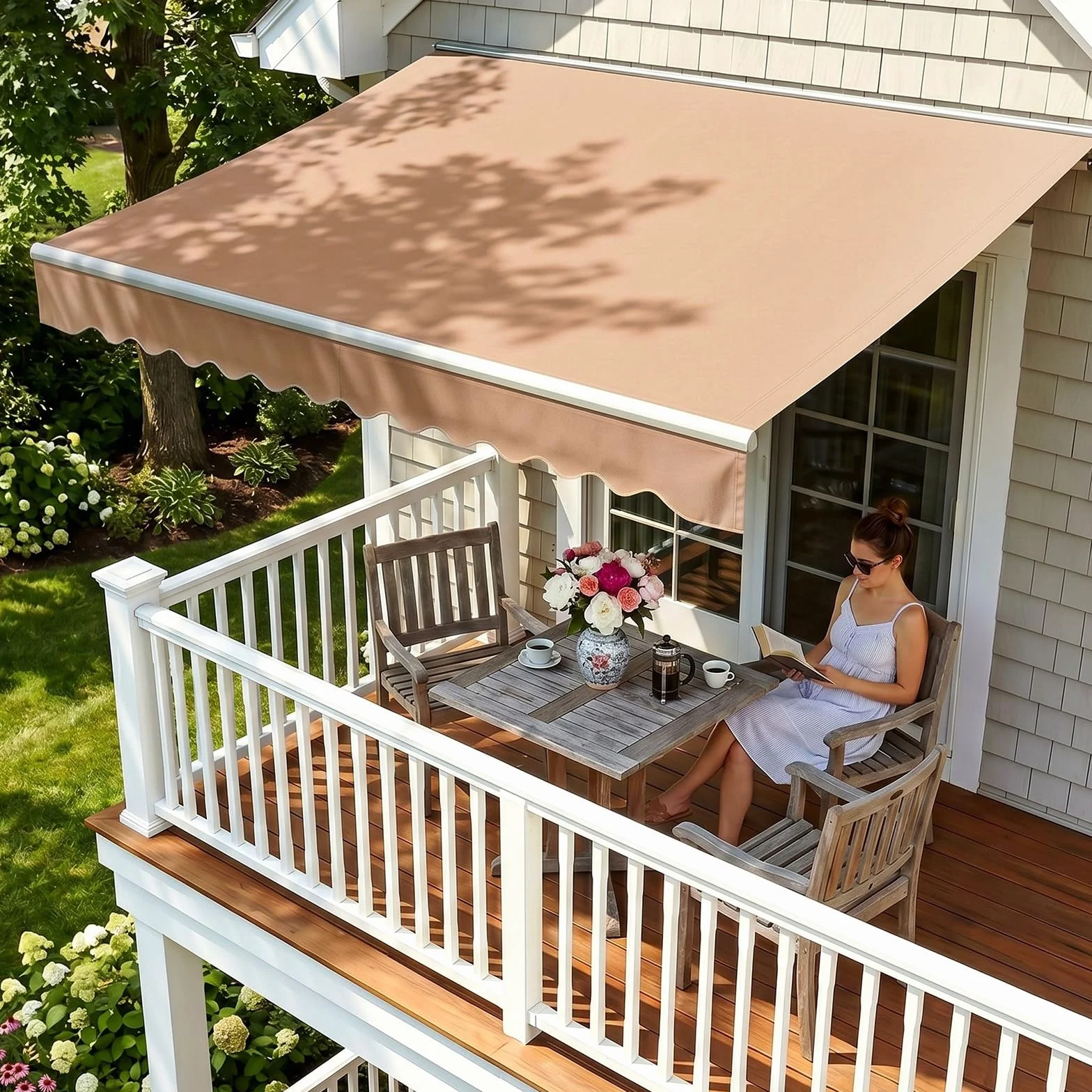 LIFERUN Tenda a bracci snodati 300x250 cm UPF 50+ impermeabile manovella supporto parete Regolazione angolare 52-75° Cachi