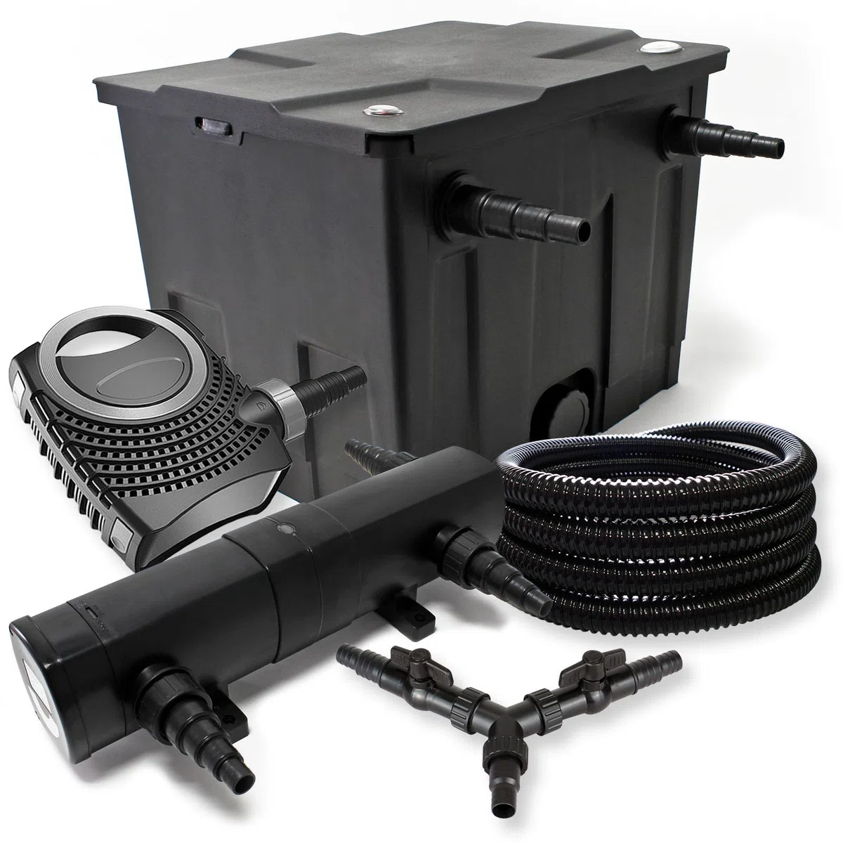 Set per laghetti filtro chiarificatore UVC 24W pompa NEO8000 70W tubo 25m