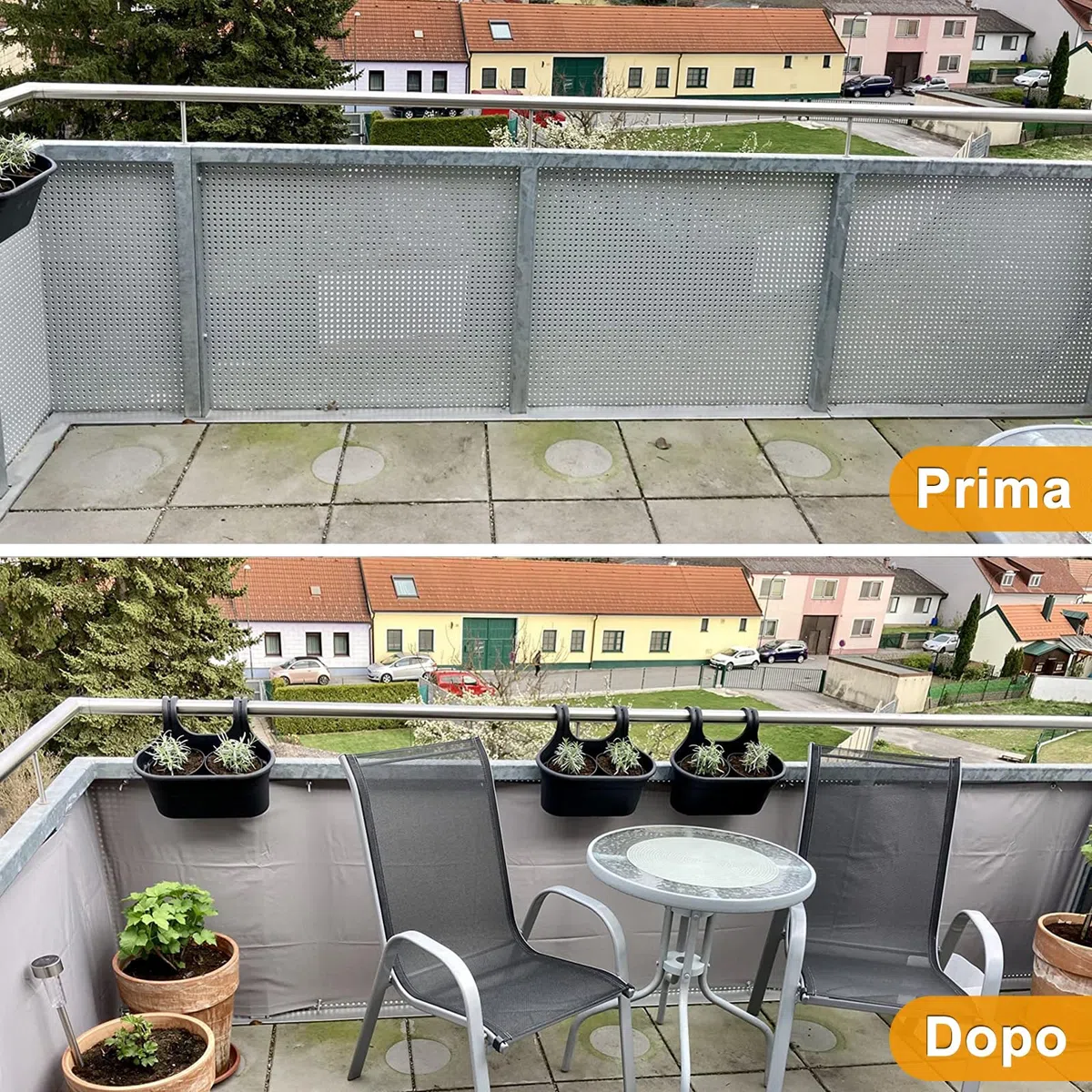 Telo Frangi-Vista Balcone 140x400cm, Telo Frangivento Facile da Installare, Privacy e Ombra - Bianco