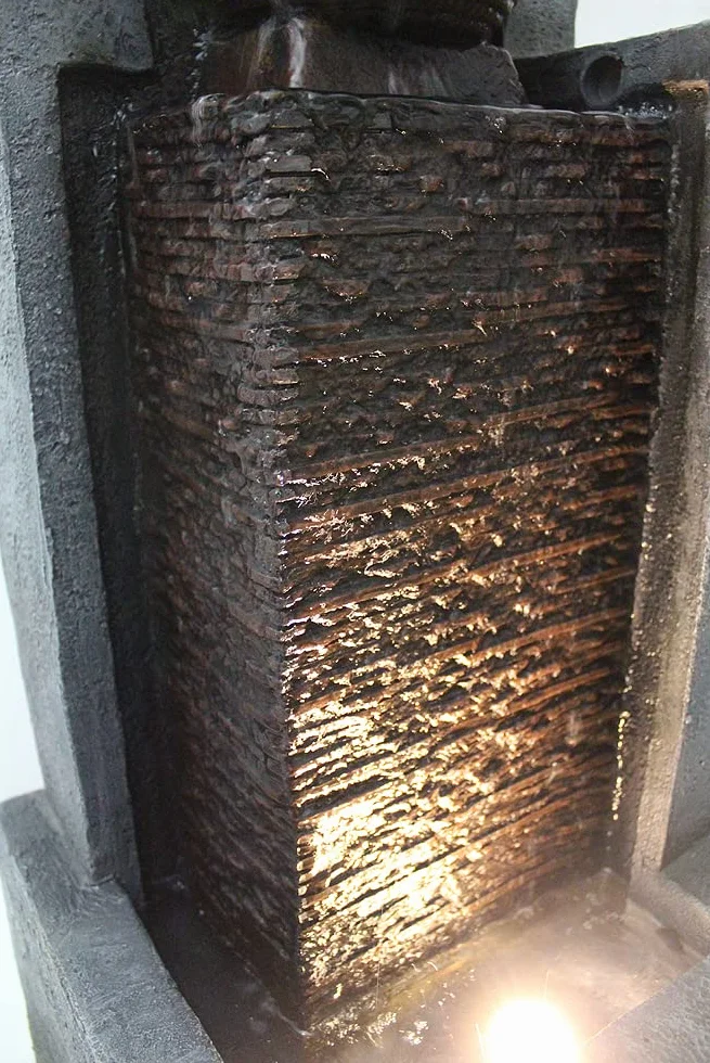 Arnusa, Grande fontana da giardino con illuminazione a LED, fontana a cascata, decorazione da giardino, Nero, Grigio
