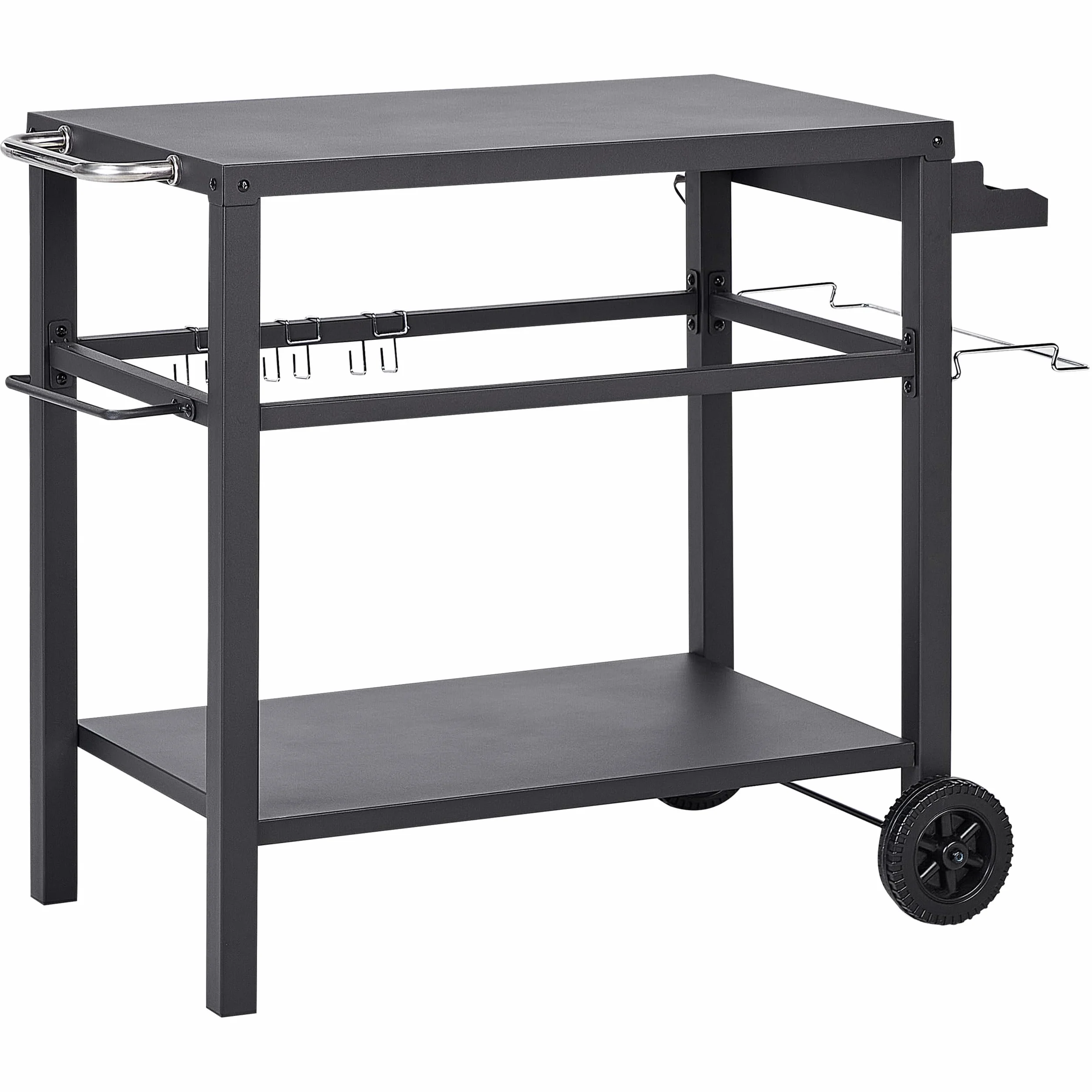 Beliani Carrello portavivande da Giardino con Ruote in Acciaio Nero