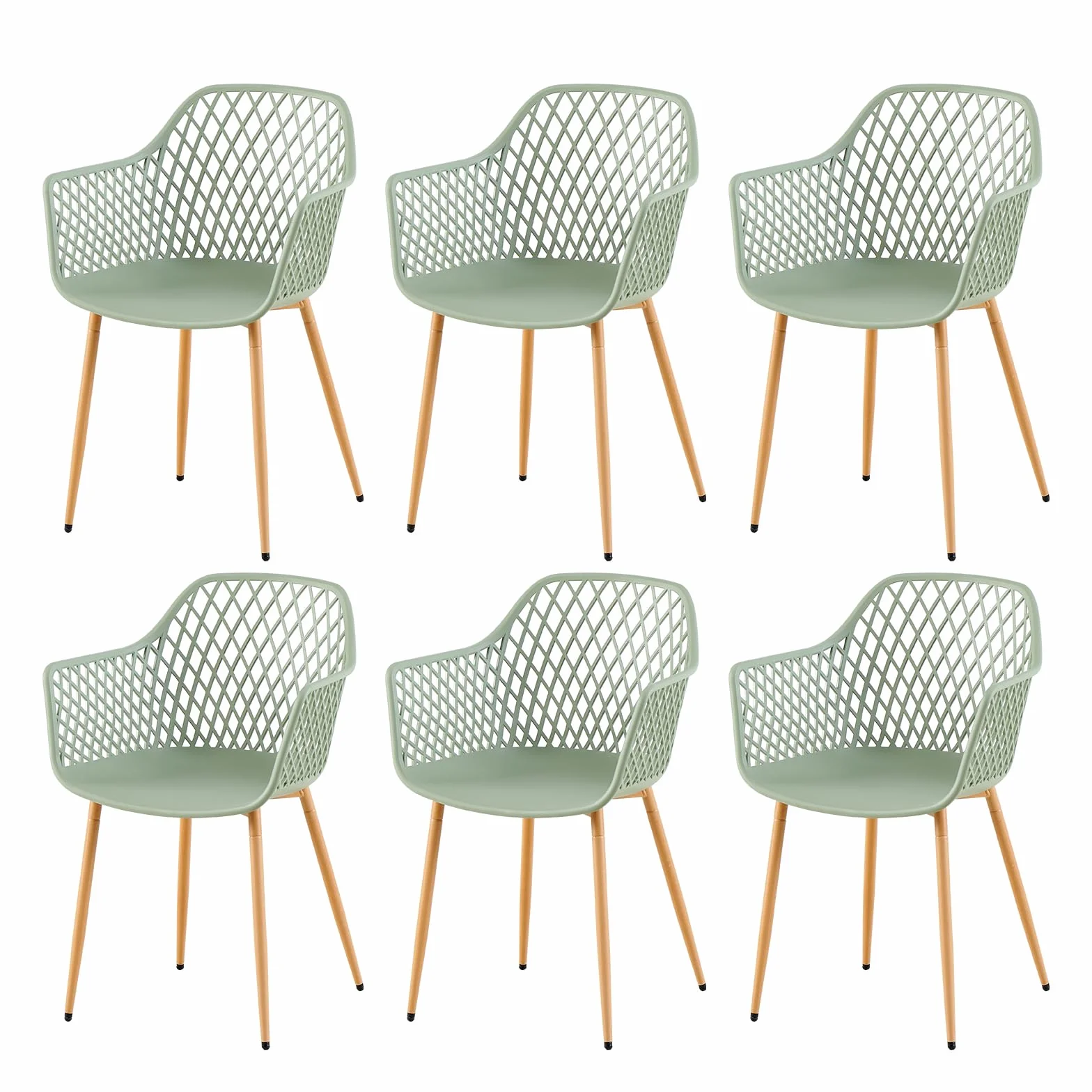 buybyroom Set di 6 sedie da giardino in plastica con bracciolo, resistenti alle intemperie, per giardino, balcone, terrazza, bistrò, balcone