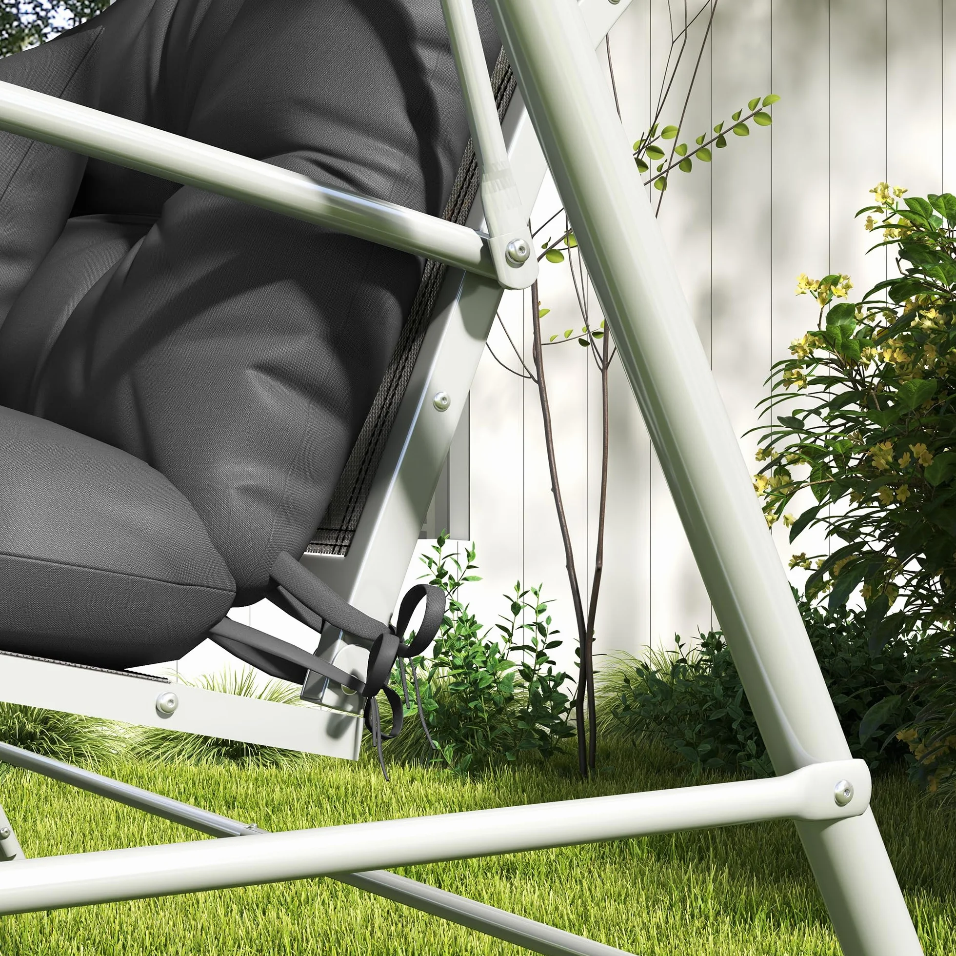 Outsunny Cuscini da Giardino Set 4 Pezzi per Schienale e Seduta con Imbottitura Spessa, Cuscini da Esterno in Poliestere, Senza Altalena, Grigio Carbone