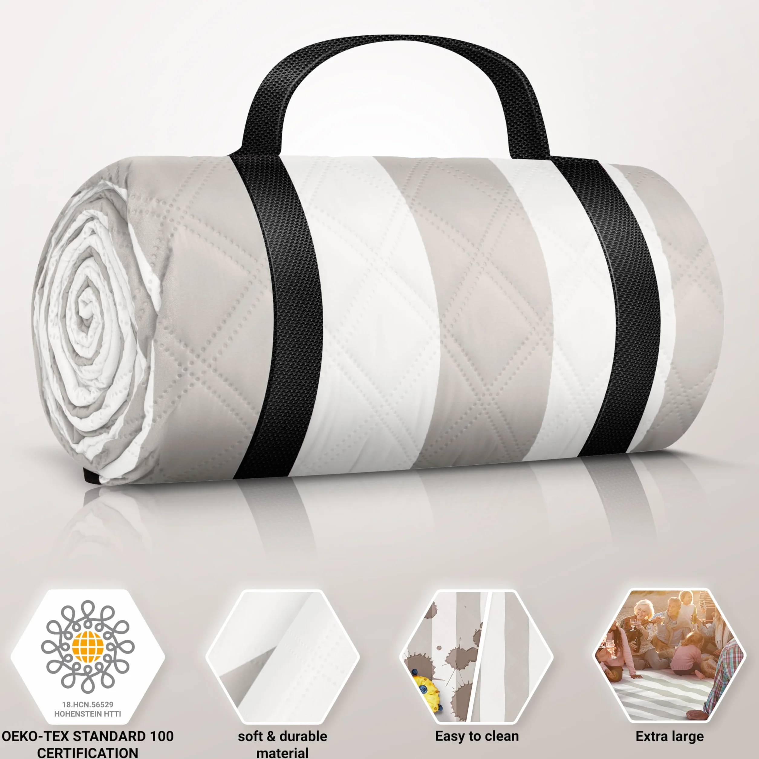 HOEL Coperta Picnic Impermeabile 200x200 cm Stuoia Mare Imbottita Telo da Spiaggia