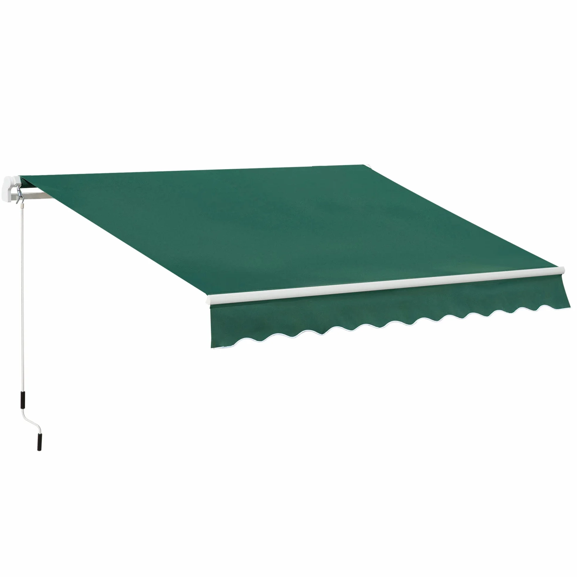 Outsunny Tenda da Sole 3x2 m con Braccio Avvolgibile, Tenda Parasole da Esterno a Manovella in Alluminio e Tessuto Poliestere, Protezione UV, Verde