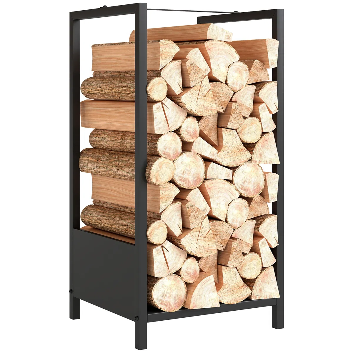 Outsunny Scaffale Portalegna in Acciaio 39x35x76cm Nero