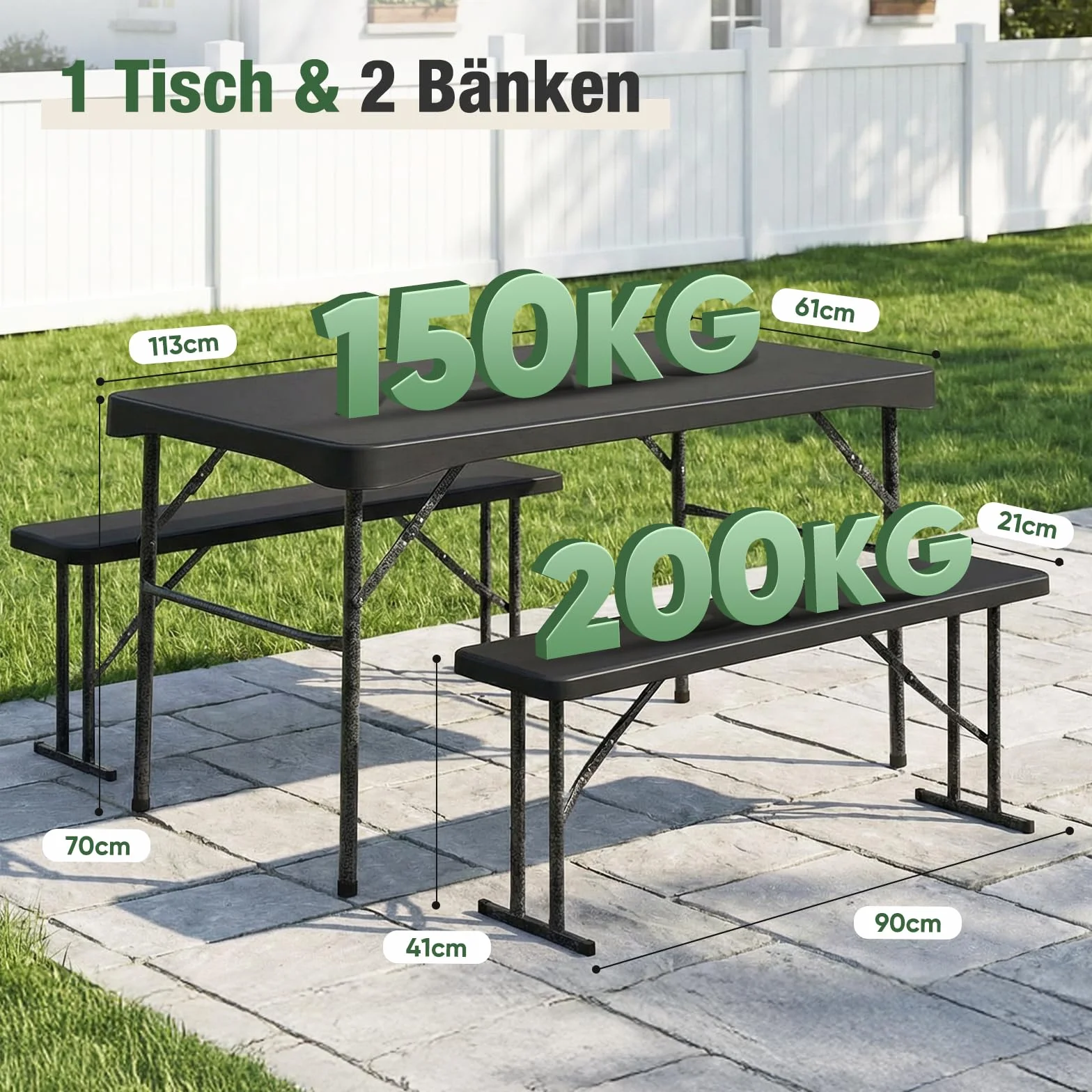 Sekey zestaw stołu z ławami składany plastik 113x61 cm 4 osoby