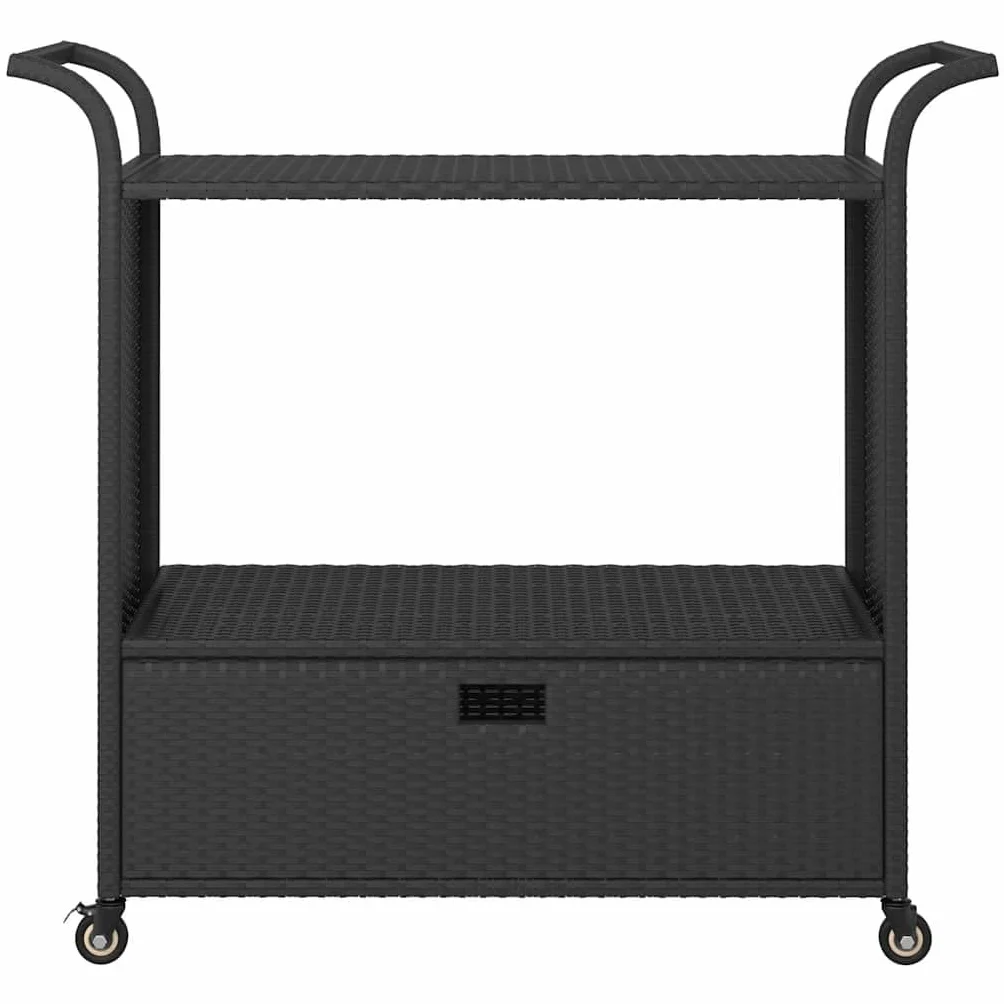 vidaXL Carrello da Bar Nero 100x45x97 cm Polyrattan