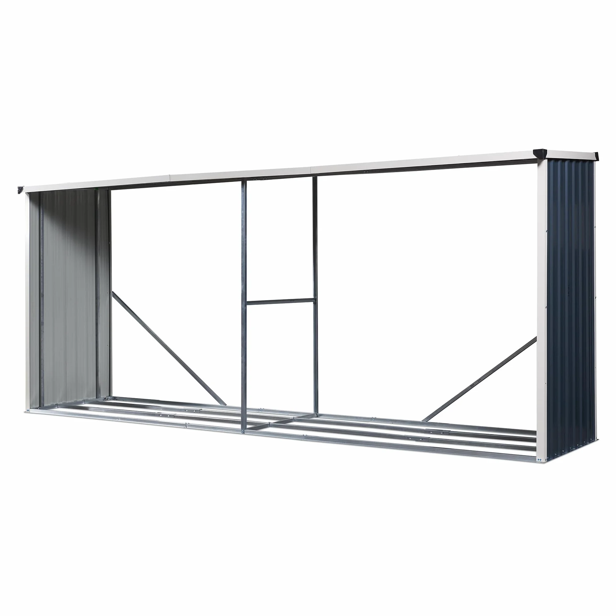 Portalegna da Esterno 352x80x152 cm Antracite Struttura in Acciaio Tettuccio Deposito Legna da Ardere