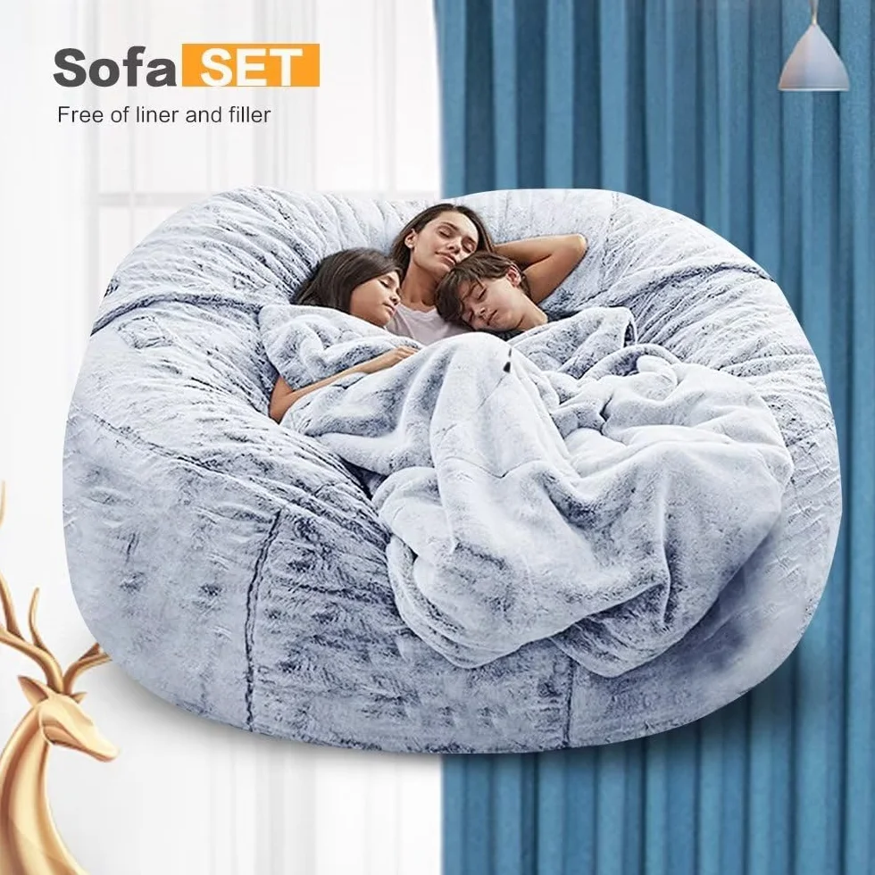 Fodera per Sedia a Sacco di Fagioli (Solo Fodera, Senza Riempimento), Lazy Soft Velvet PV Lavabile coprisacchetto di Fagioli，per Giardino, Salotto, Balcone