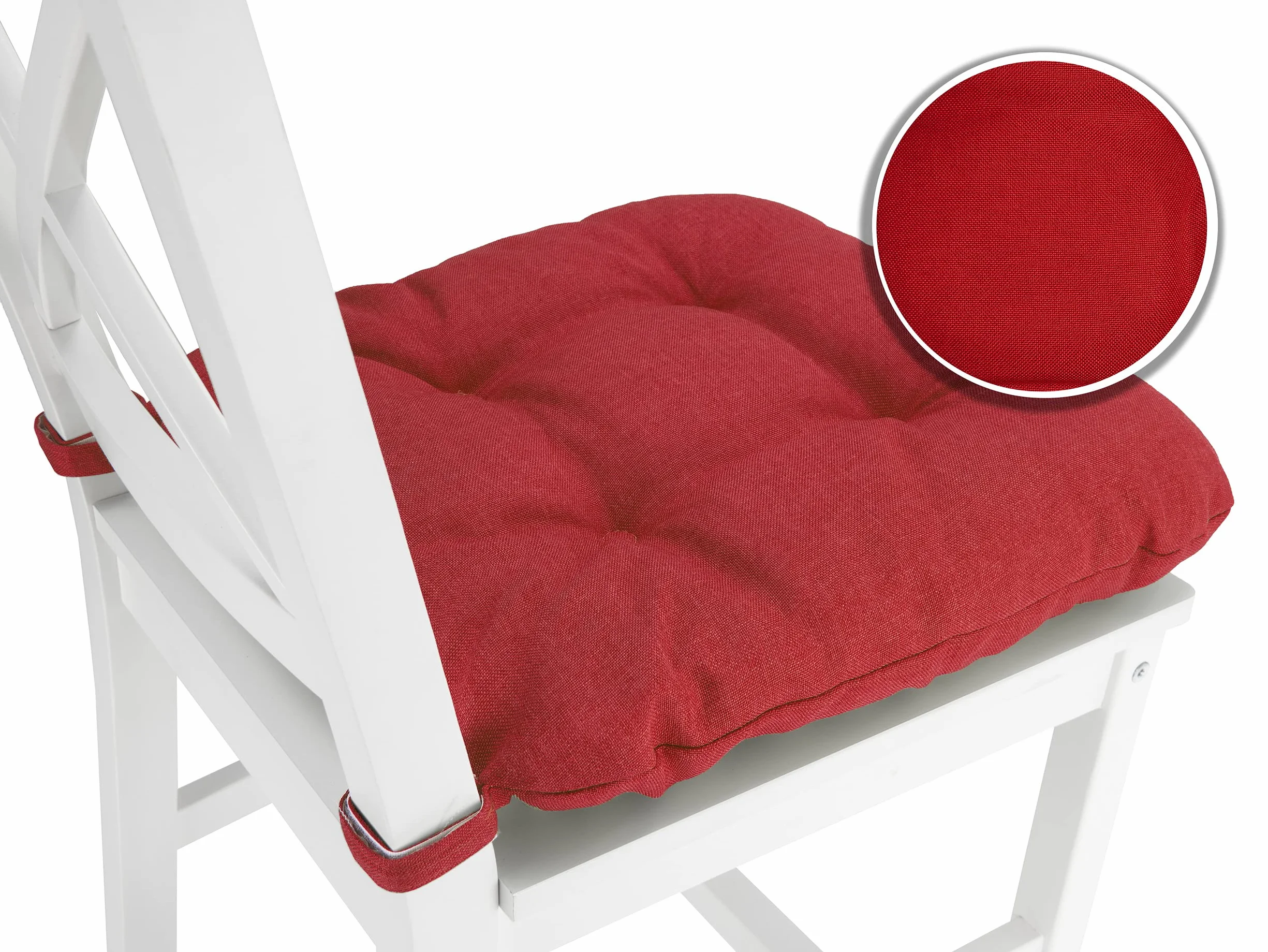 sunnypillow Set di 4 Cuscini per Sedia Cucina - con Chiusura in Strappo - Cuscini per Seduta da Sedia - Per uso Interno ed Esterno - Dimensioni: 40 (anteriori) 35 (posteriore) x 40 x 8 cm - Rosso