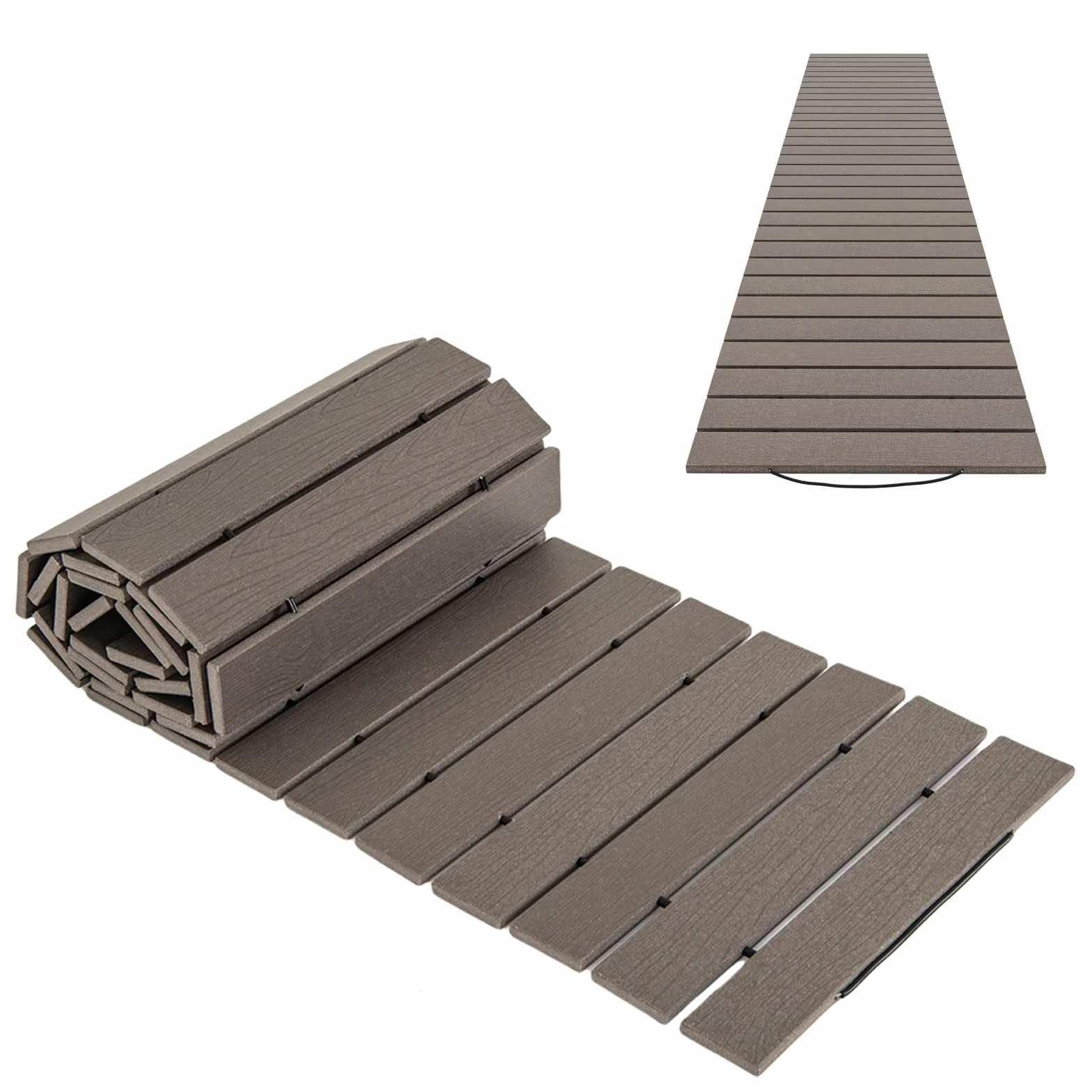 SOARS Passerella da Giardino Pieghevole 242 x 43 cm, Sentiero da Prato in HDPE con Cavi in Acciaio, Percorso da Prato Antiscivolo per Cortile e Spiaggia, Grigio