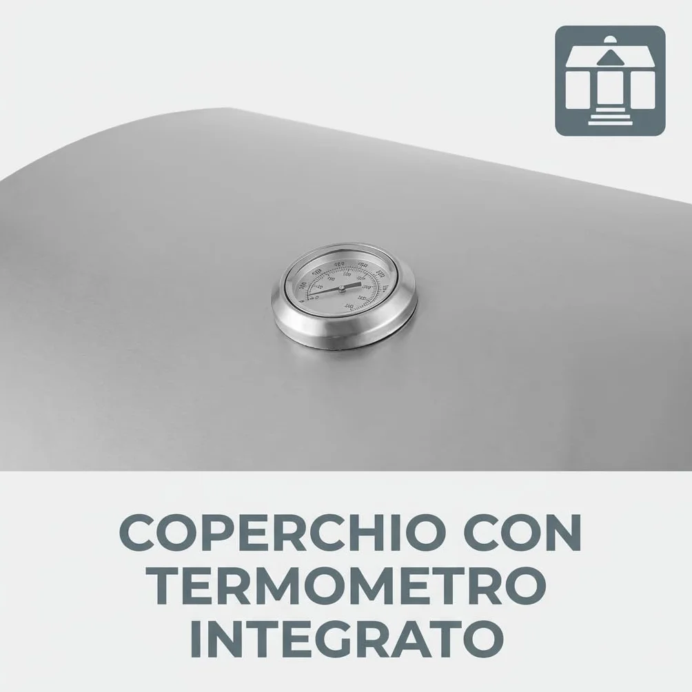 Tarrington House Barbecue a Gas 3 Bruciatori Cathan, Acciaio Inox 6.6 kW, Coperchio con Termometro, Accensione Elettrica