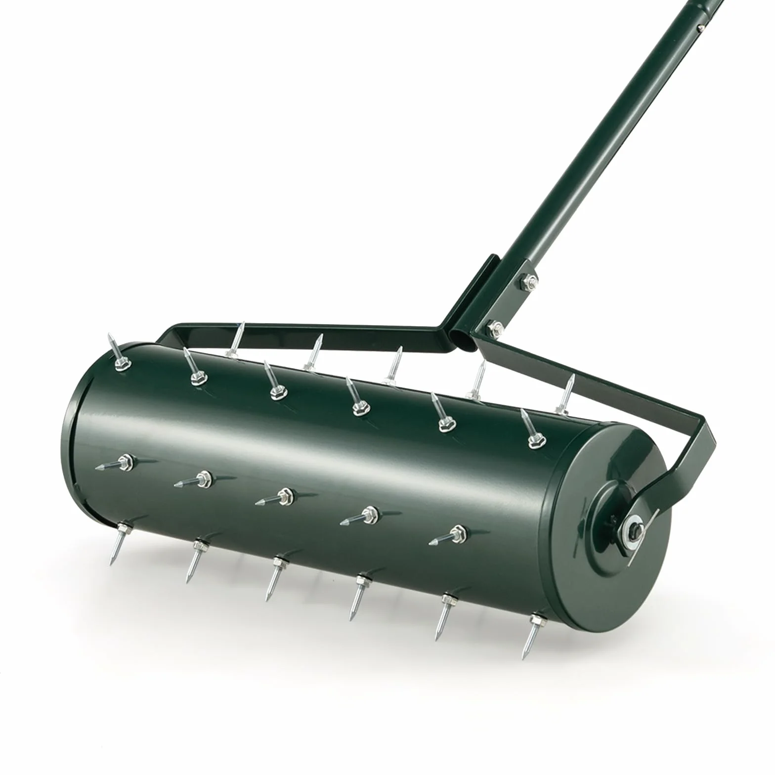 SOARS Arieggiatore per Prato a Rullo 44/53 cm, Aeratore Rullo da Giardino Manuale con Chiodi da 3,5 cm, in Metallo Antiruggine con Manico, Ideale per Prato, Orto e Terreno (53 x 130 cm, Verde)