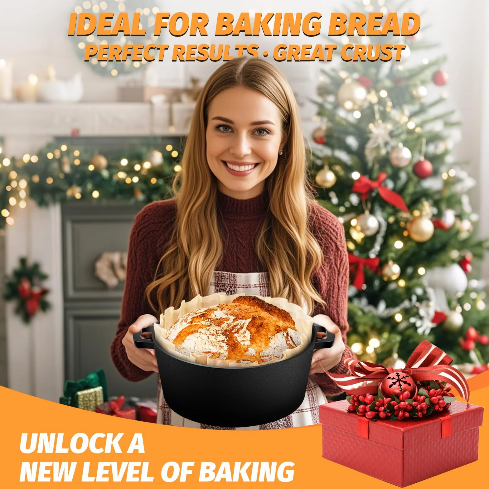 Pentola in ghisa olandese NZQXJXZ per la cottura del pane, casseruola con coperchio, fornelli, 2 in 1 con padella, 5QT