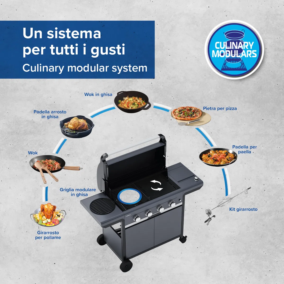 Campingaz 4 Series Classic LS Plus Gas Grill Barbecue 4 Bruciatori InstaClean Grigio 160.3x60x115.6 cm