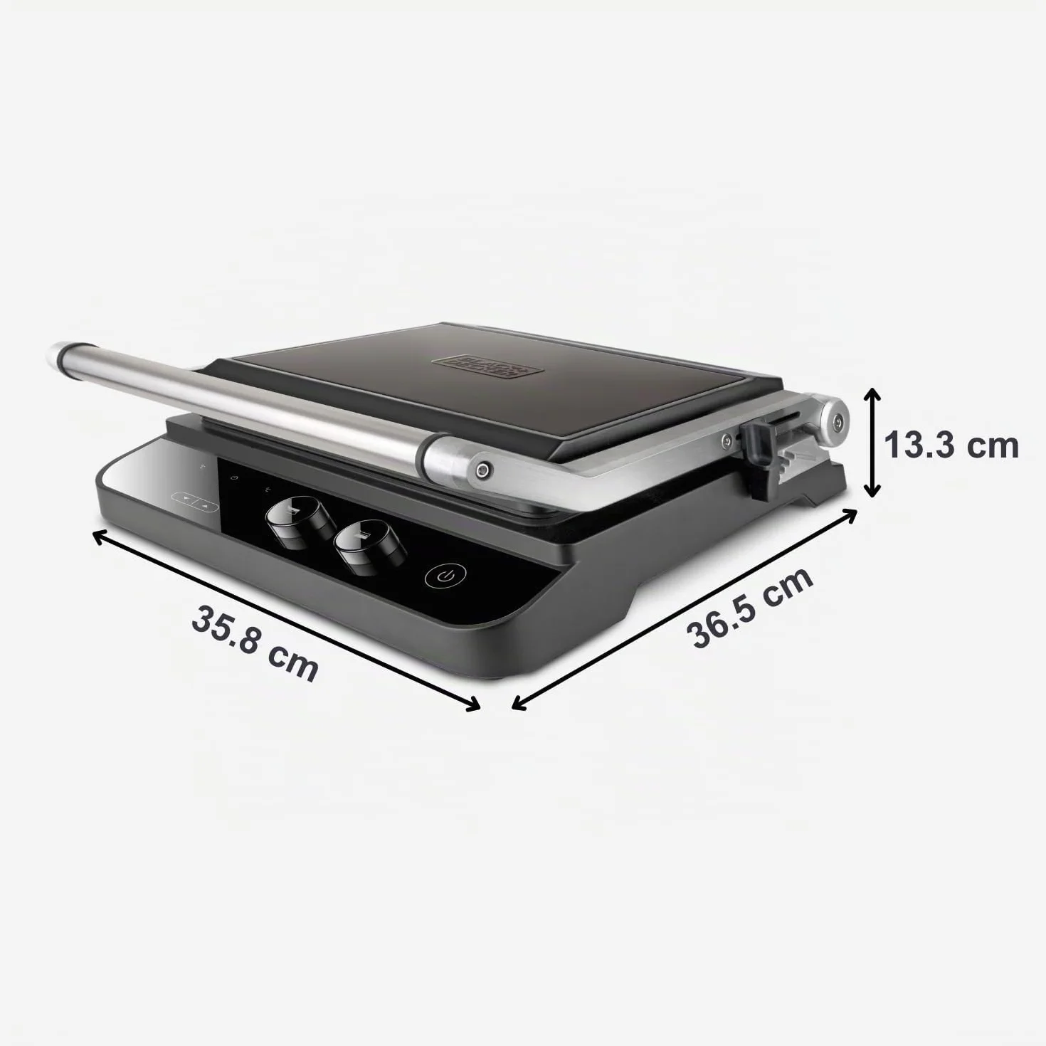 BLACK+DECKER Griglia elettrica 2000W 2 in 1 piastre lisce e grill antiaderente apertura 180° display LCD