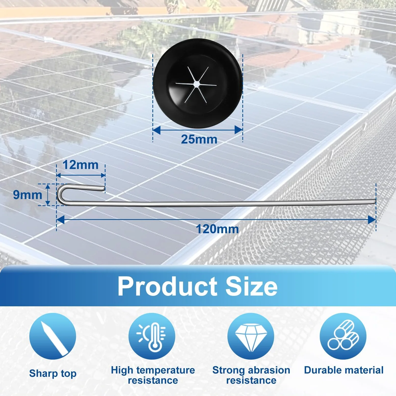 100 Solar Panel Protection Clips, Staffe della Rete di Protezione del Pannello Solare, Clip di Installazione del Pannello Solare dell'Acciaio Inossidabile, Linee degli Uccelli, Recinzioni del Piccion