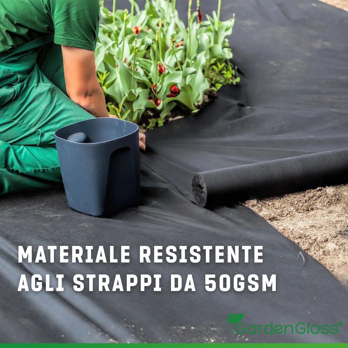GardenGloss Telo Pacciamatura 50m² 50g/m² Resistente allo Strappo Permeabile all'Acqua Resistenza UV Nero Orto 50m x 1m