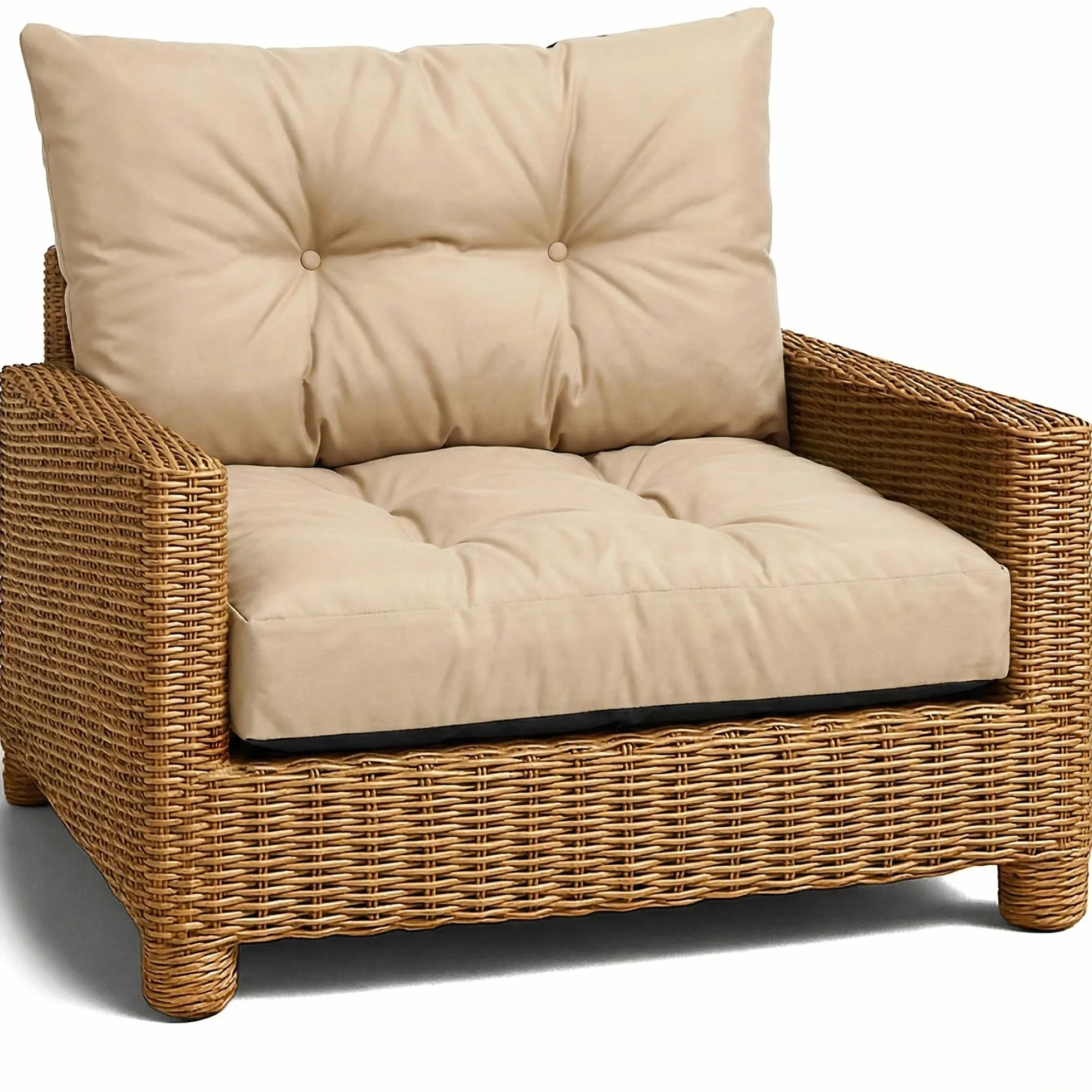 Amazinggirl Cuscino Lounge Arredo Giardino Set: seduta 60x60 cm e schienale 40x60 cm - Schienale Rattan Ideale per balcone terrazza outdoor comfort imbottitura spessa resistente Beige