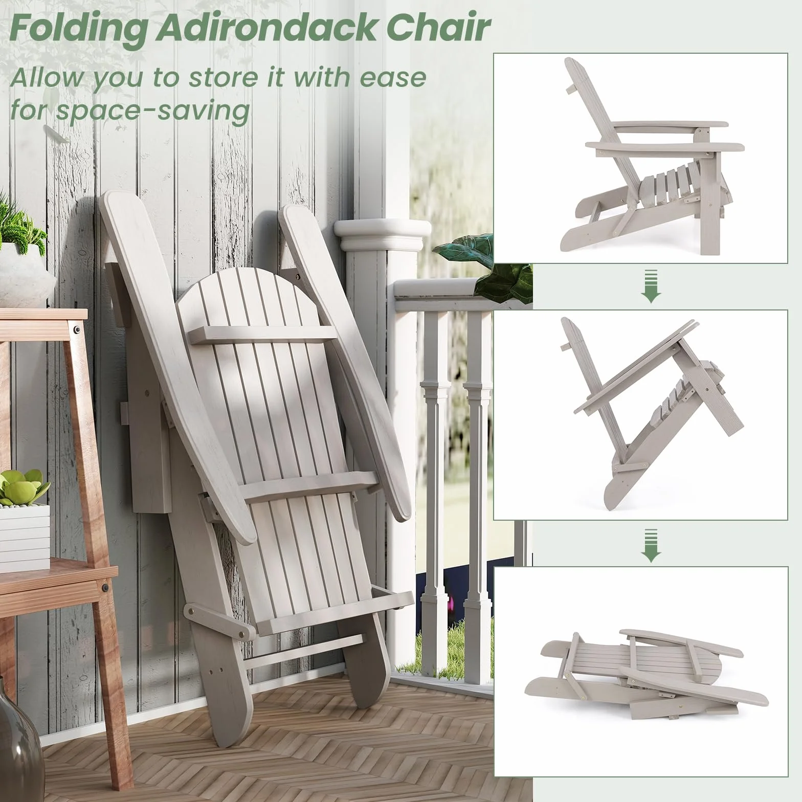 GIANTEX Set di 2 Sedie Adirondack Pieghevoli, Sedia da Esterno con Telaio in Legno di Abete