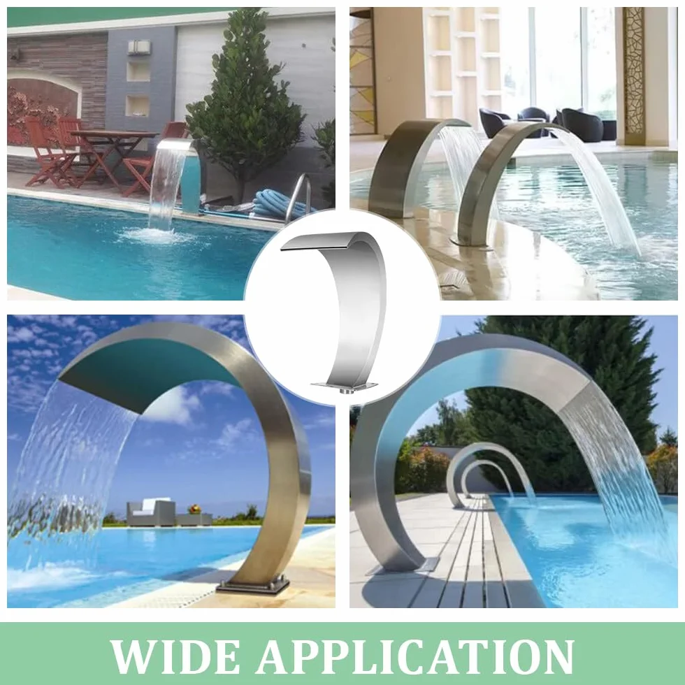 Fontana Per Piscina Giardino Decorazione Cascata Rilassante In Acciaio Inossidabile Per Interni Ed Esterni, Giardino, Rocciosi E Laghetti, Altezza 40cm x 20cm