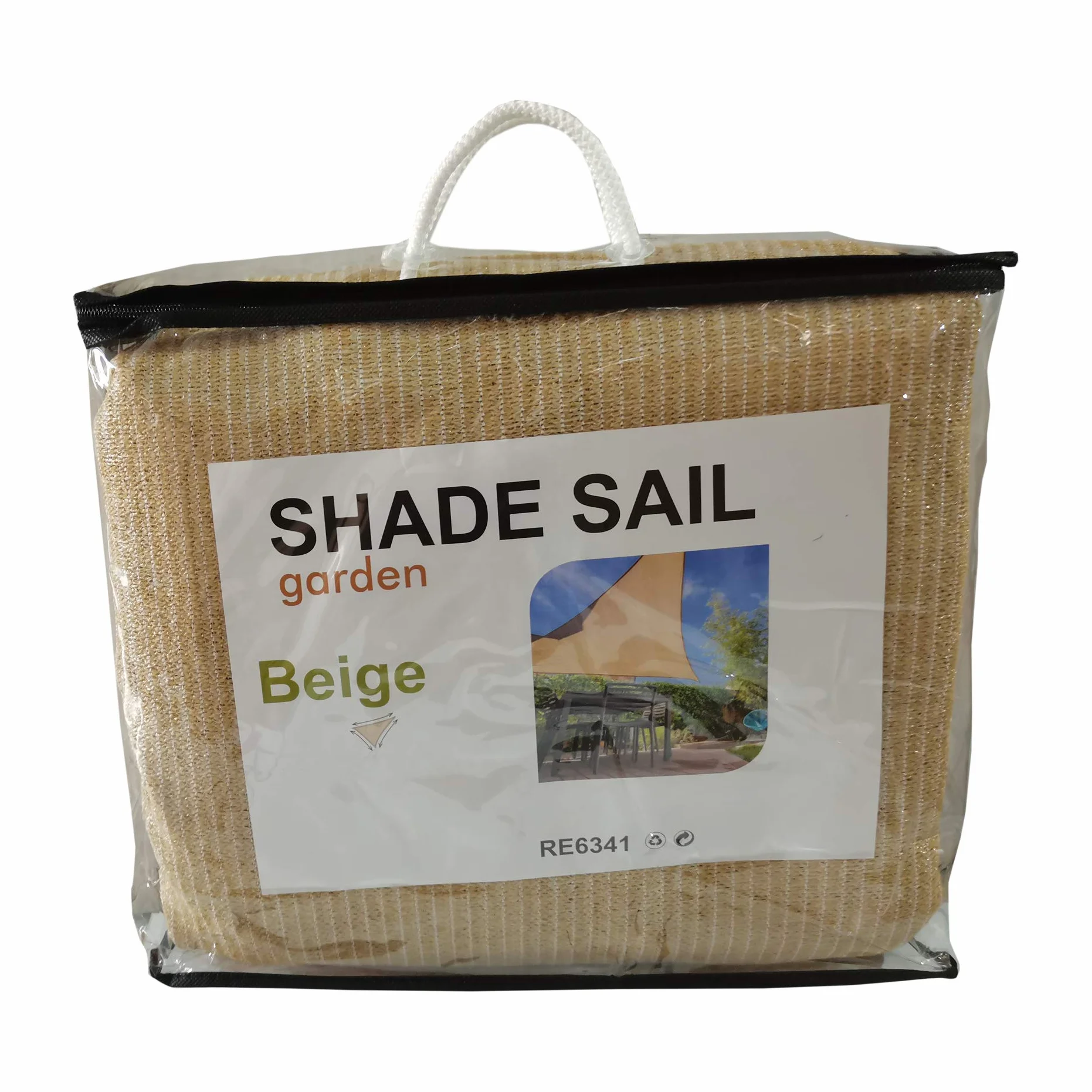 Rebecca Mobili Vela Parasole Telo Ombreggiante Triangolare Beige Polietilene Protezione Raggi Solari Giardino Campeggio 5x5x5 mt (Cod. RE6341)