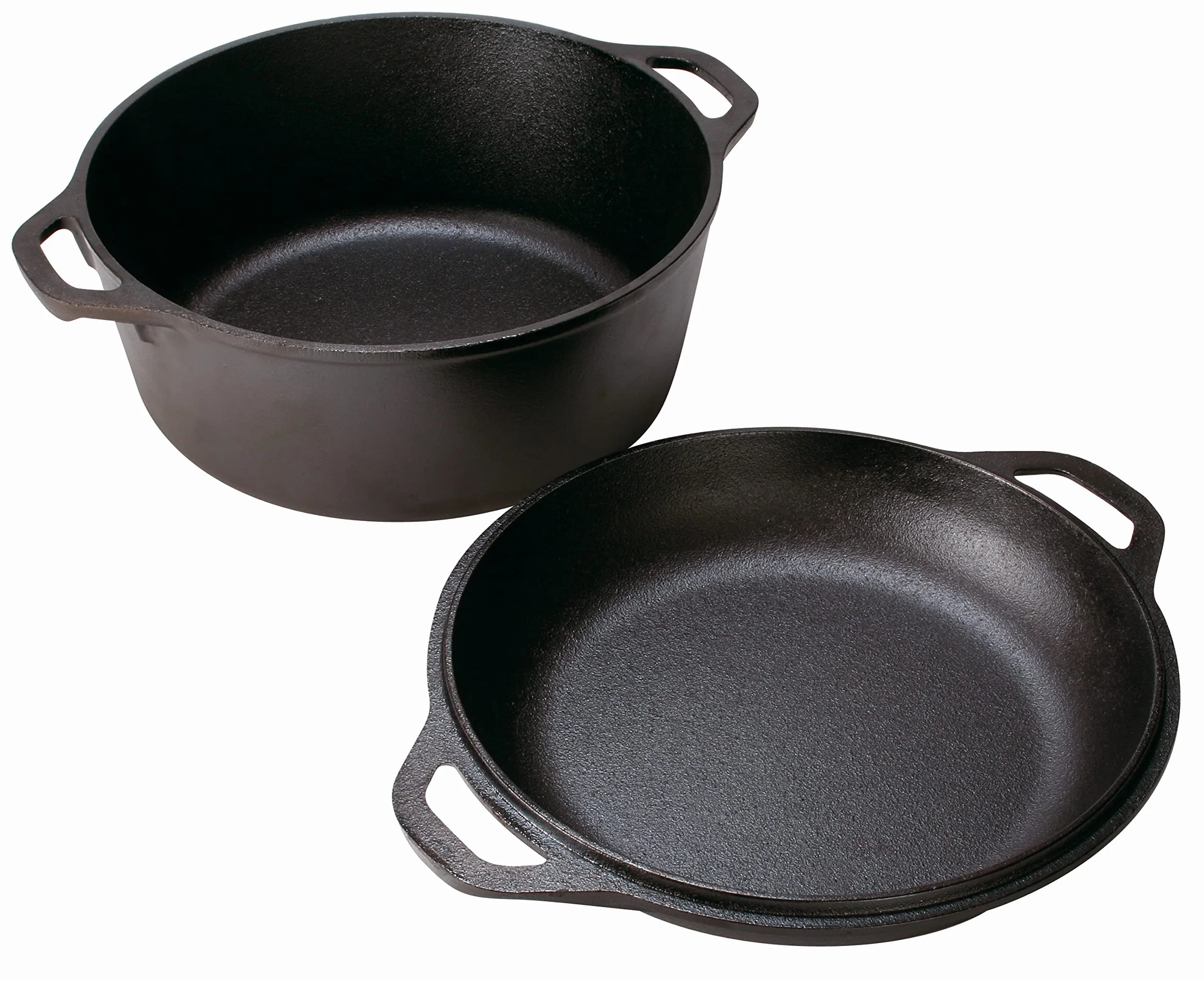 Lodge L8DD3 Forno olandese (dutch oven), doppio, con manici, da 4,73litri, Nero, 5 Quart