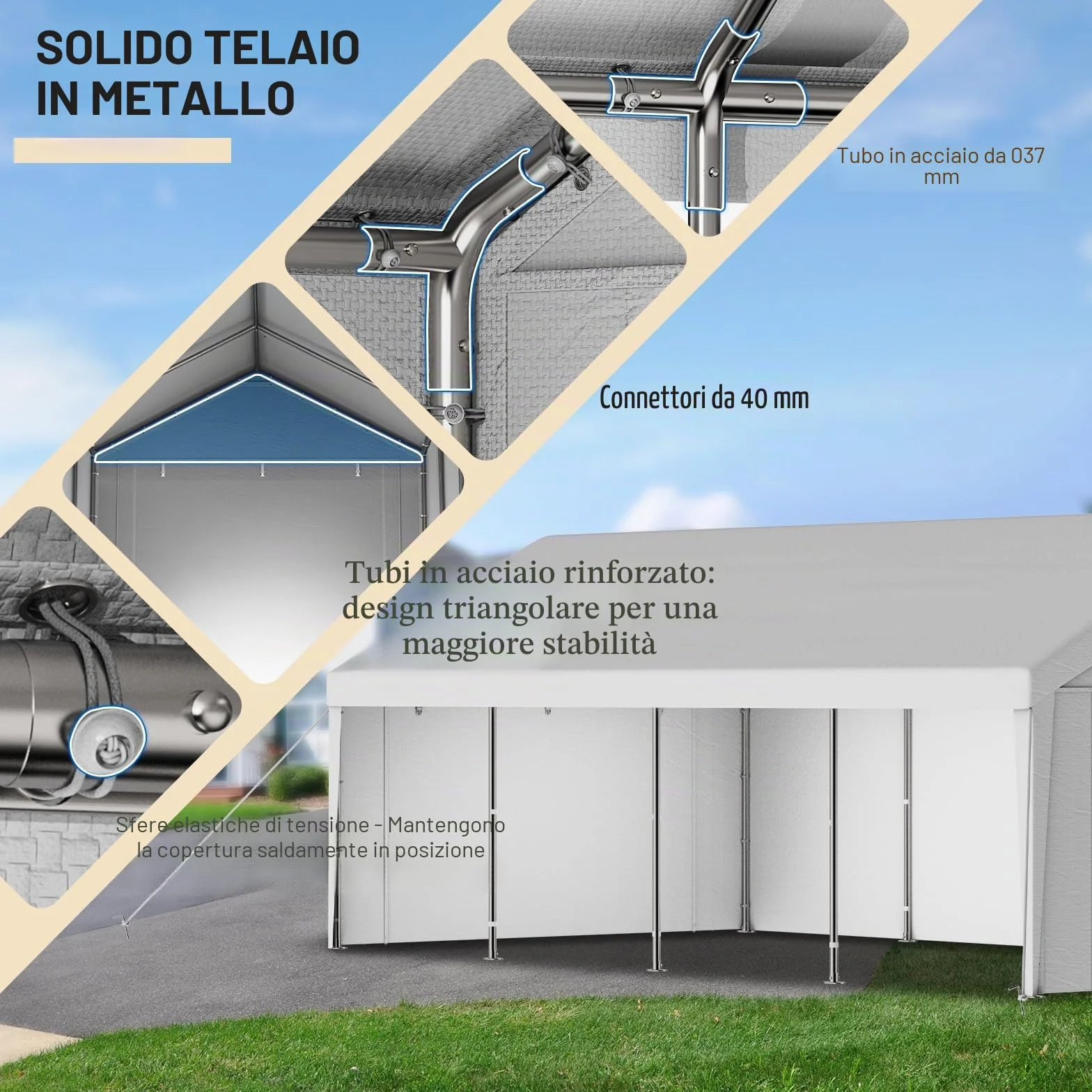 Carport Tenda Garage 4 x 6 m – Tenda da garage impermeabile con pareti laterali rimovibili – Resistente ai raggi UV – Rifugio invernale per auto, SUV, camion, barca, tenda da giardino, garage, bianco