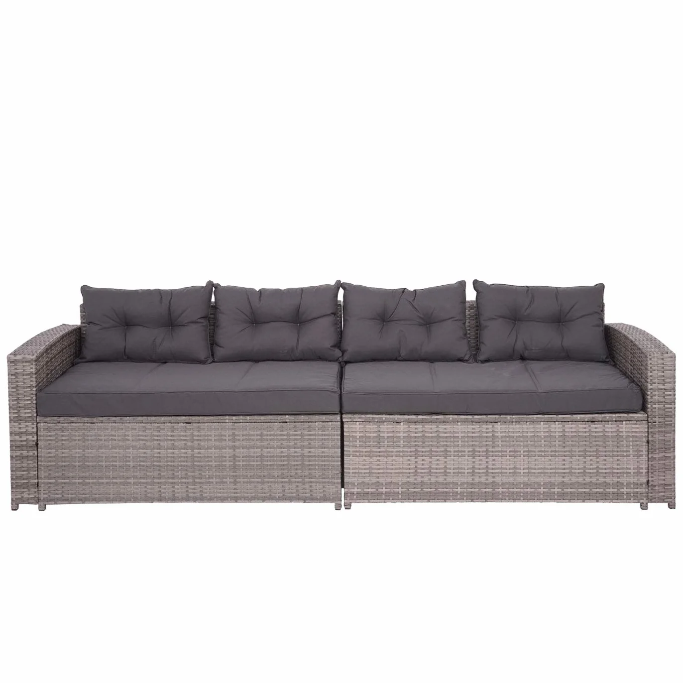Mendler Set salotto giardino esterno salottino HWC-J34 polyrattan grigio con cuscini grigio scuro