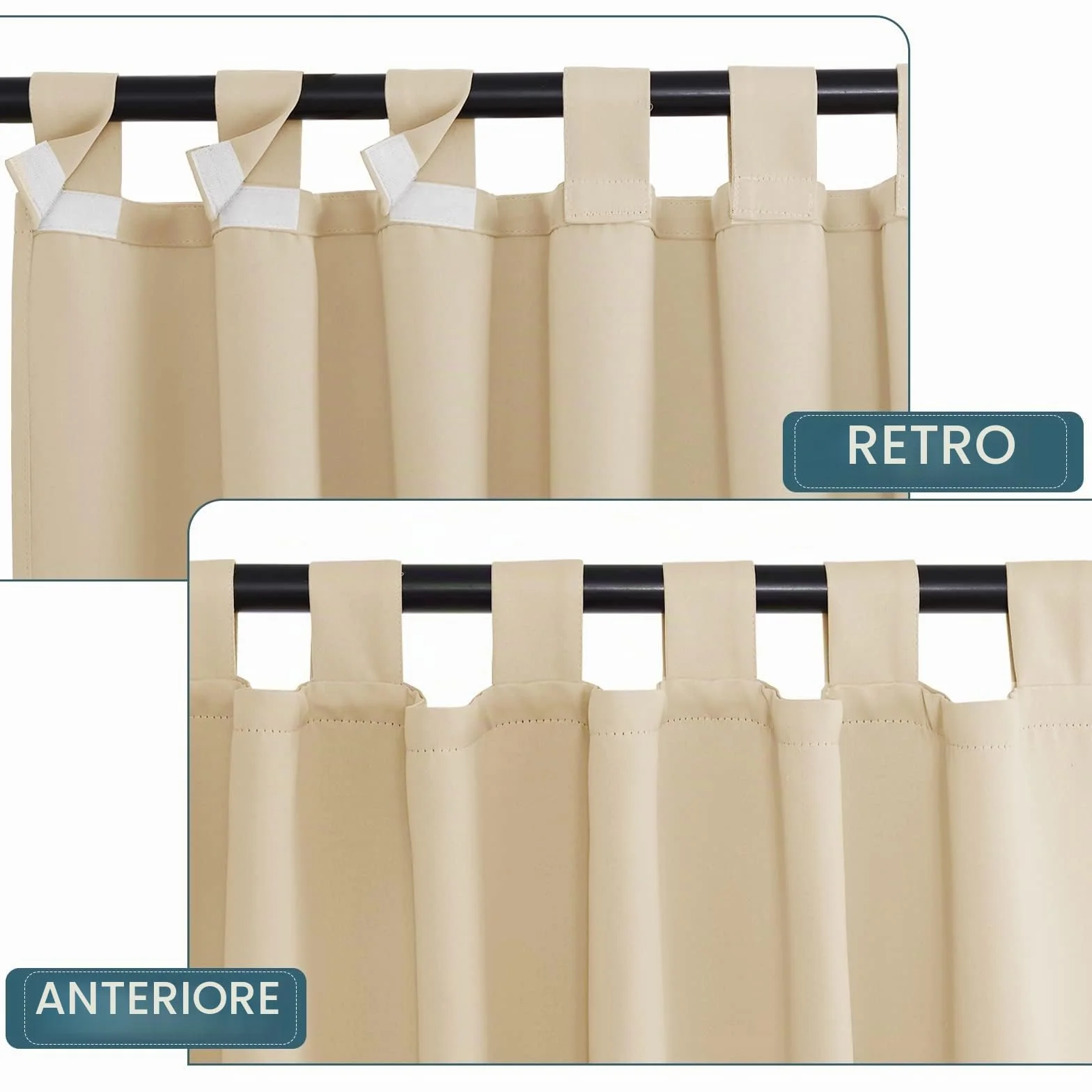 PONY DANCE Tende da Esterno Impermeabile da Sole per Balconi 2 Pezzi L 132 x A 243 cm Tenda Termica con Passanti Adesivi per Veranda Curtains Oscuranti per Gazebo, Beige