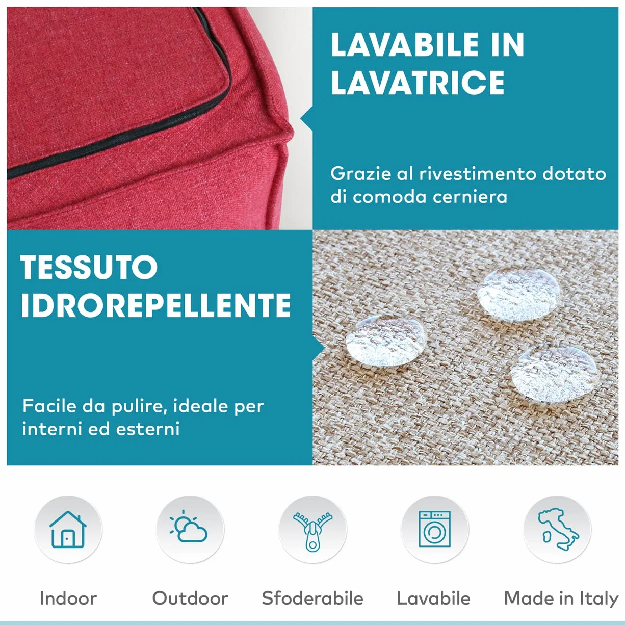 EVERGREENWEB Chaise longue da giardino sfoderabile impermeabile Pouf Poltrona Sacco Lettino prendisole Design Ergonomico Tortora