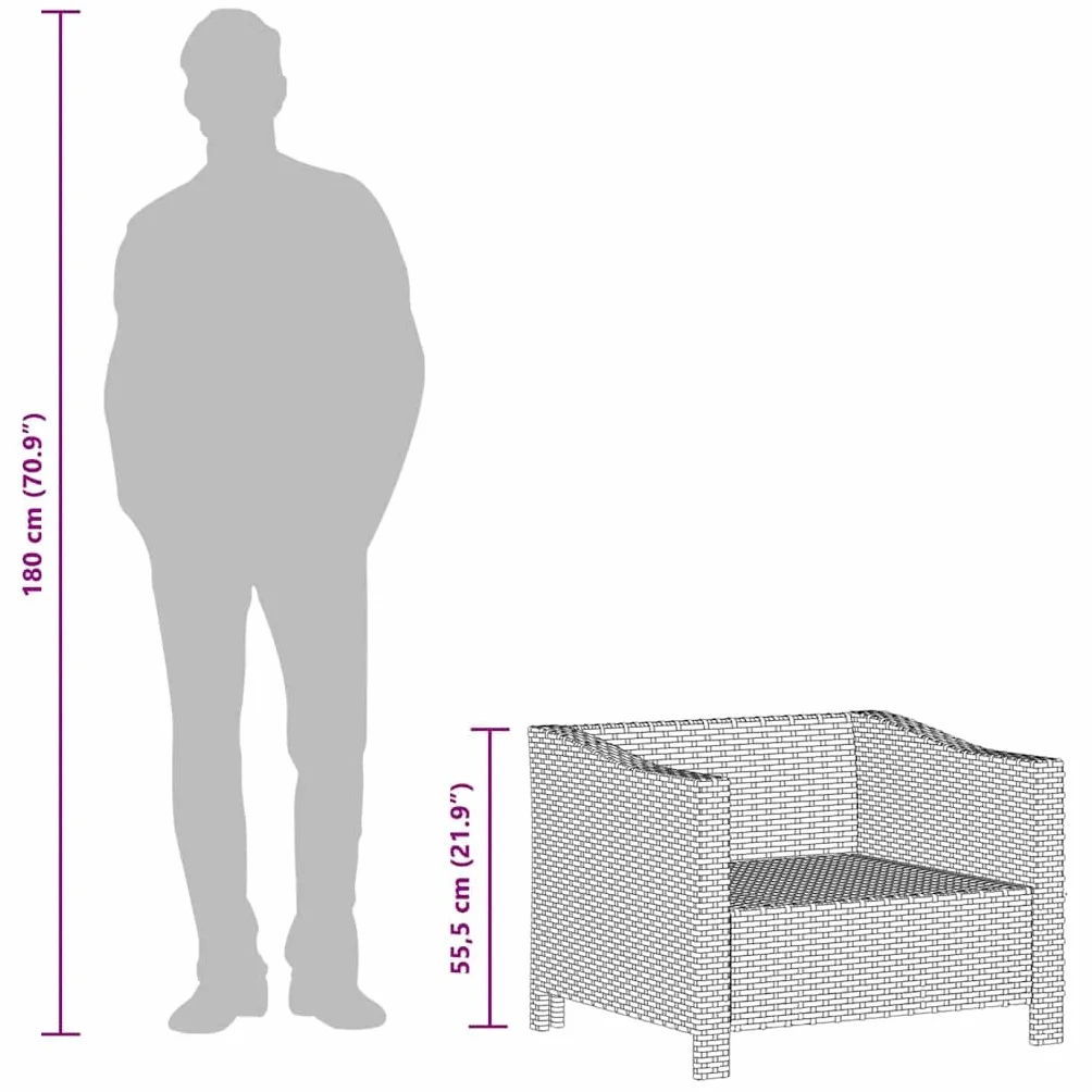vidaXL Poltrona da Giardino con Cuscino Grigio in Polyrattan