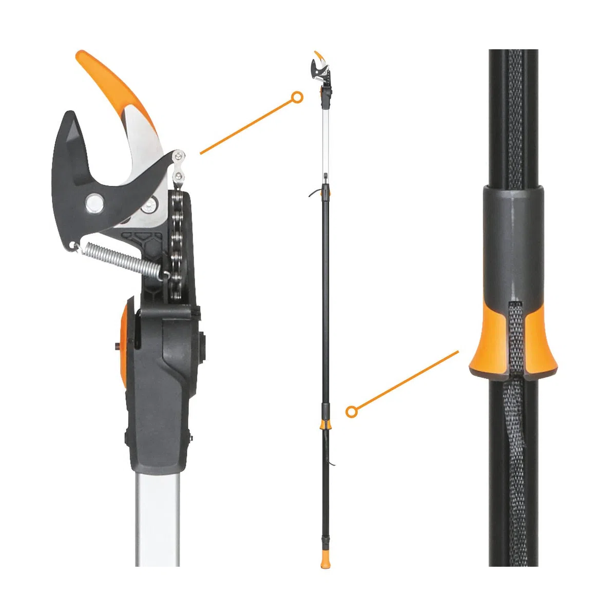 Fiskars Set Svettatoio Telescopico Bypass, Lama Acciaio, Manico Alluminio, 2,4-4 m, UPX86, Seghetto Acciaio Temprato 46 cm