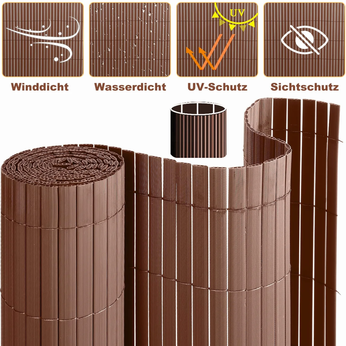 Paravista Giardino PVC 120 x 500 cm Recinzione Privacy Marrone