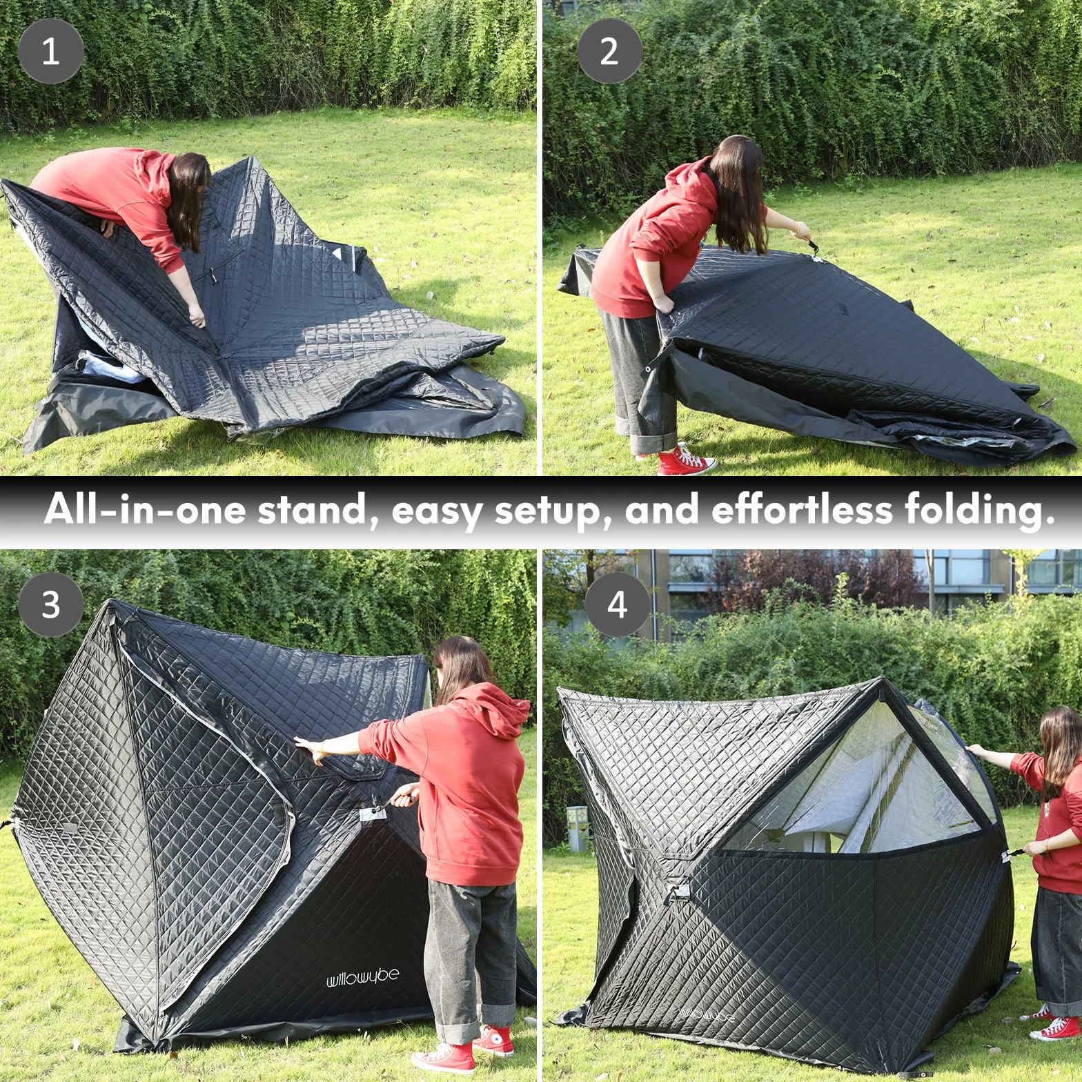 WILLOWYBE Outdoor Sauna Tent PRO - Tenda Sauna per 4 Persone, Isolata, Tutti i Climi