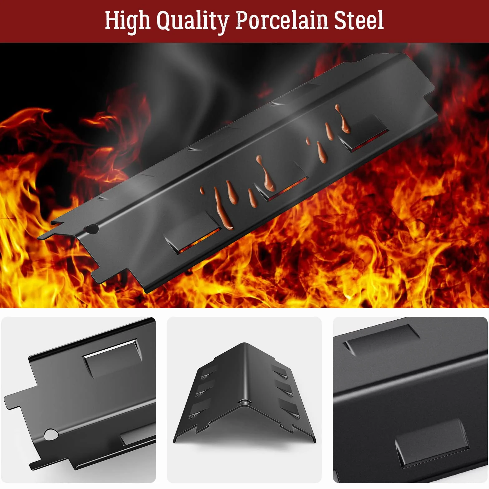 Barra Universale, Copertura per Bruciatori da 37 cm, di Ricambio,Durevole Acciaio in Porcellana Diffusore di Calore Copri Bruciatore per Thermos,Accessori per Charbroil Modelli Griglia. (4 pezzi)