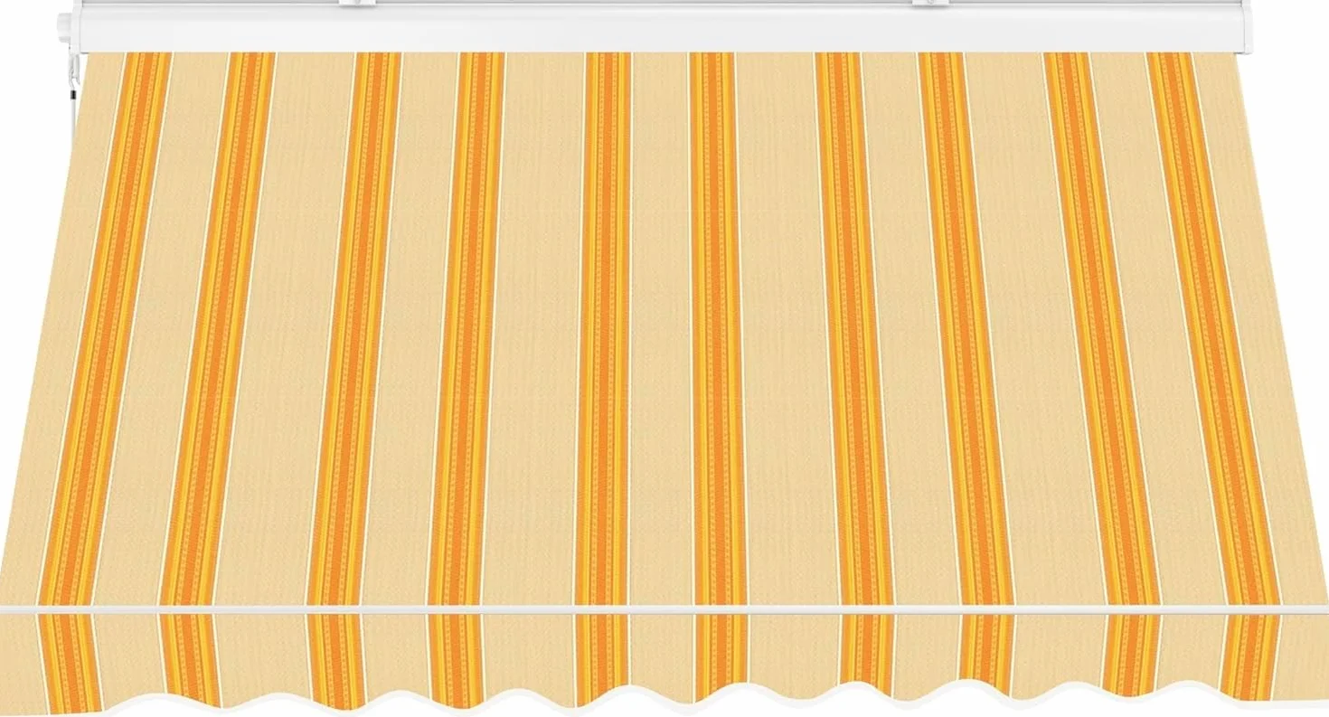 Tenda da sole Cassonata a Caduta in Alluminio Balcone Finestra Soffitto Parete Bracci Telo Poliestere 280gr/MQ Impermeabile GIALLO BEIGE L200xP250CM