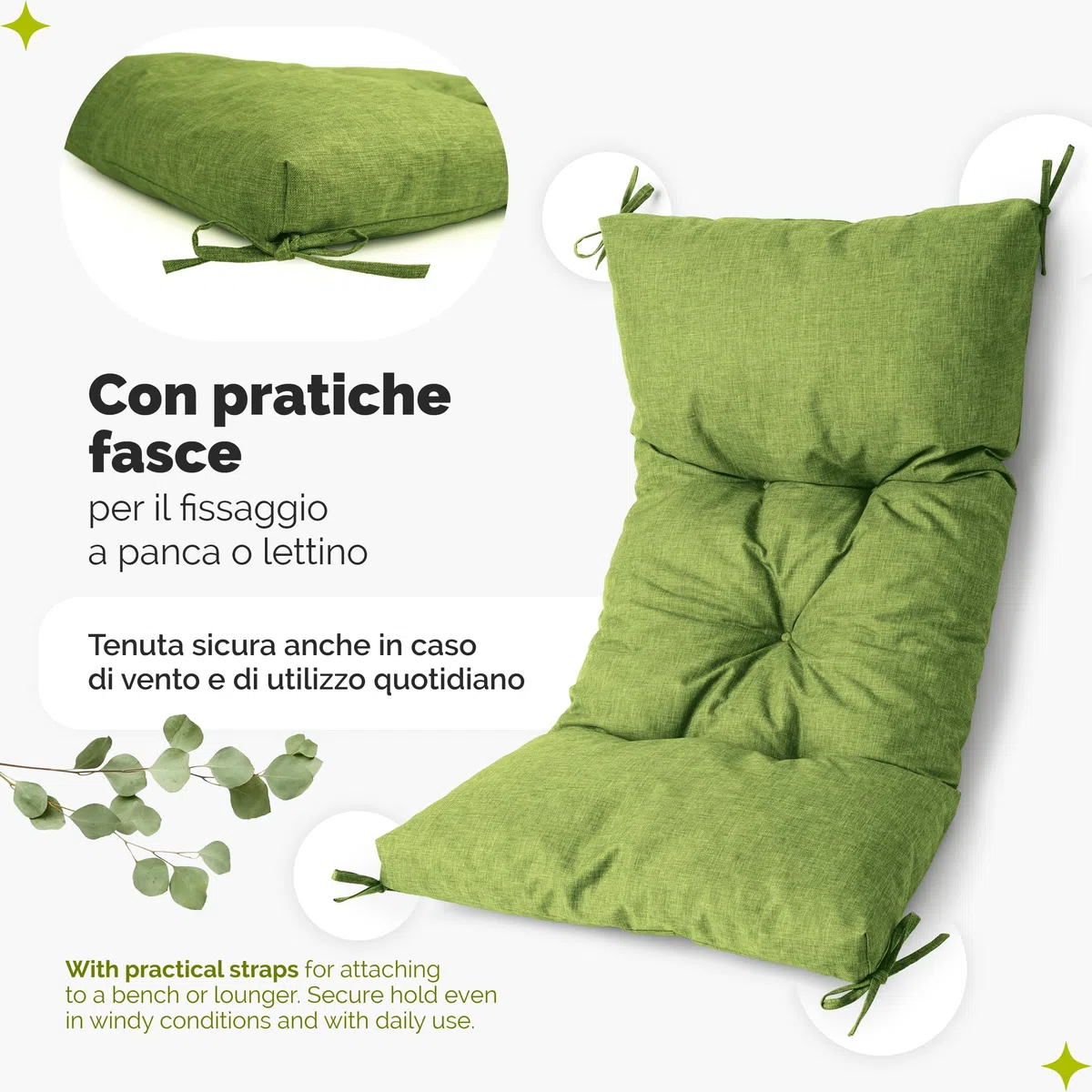 Garronda Impermeabile Cuscino per Panca da Esterno 100 x 50 Cuscini da Esterno adatto a Giardino Balcone e Terrazza in Poliestere per Divani Sedute e Mobili Outdoor Resistente Verde GD-0219