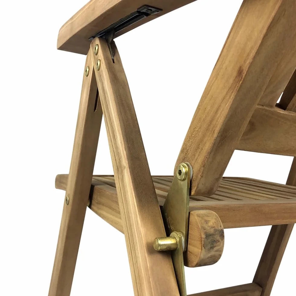Sedia Pieghevole da Giardino in Legno di Teak Bali Poltrona Schienale Regolabile Braccioli Resistente Esterni