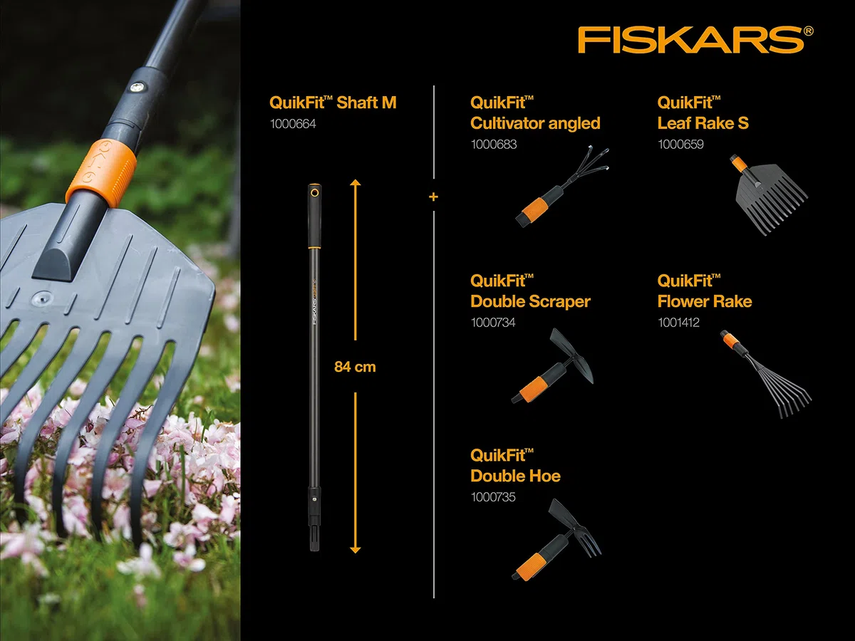 Fiskars Manico medio QuikFit 84 cm Alluminio Nero/Arancione