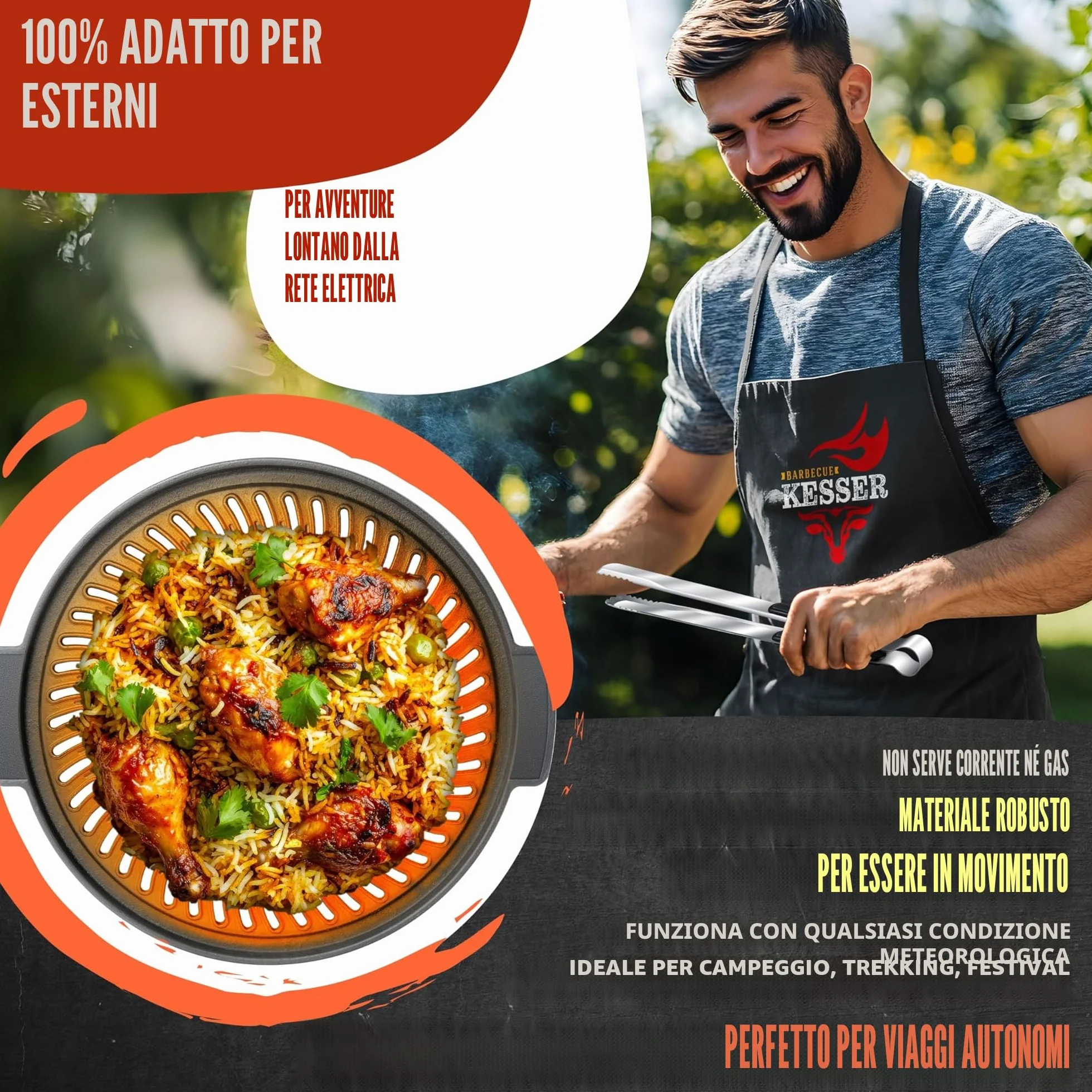 KESSER® Piastra per Forno a Razzo, Olandese, a Legna da Campeggio, Barbecue