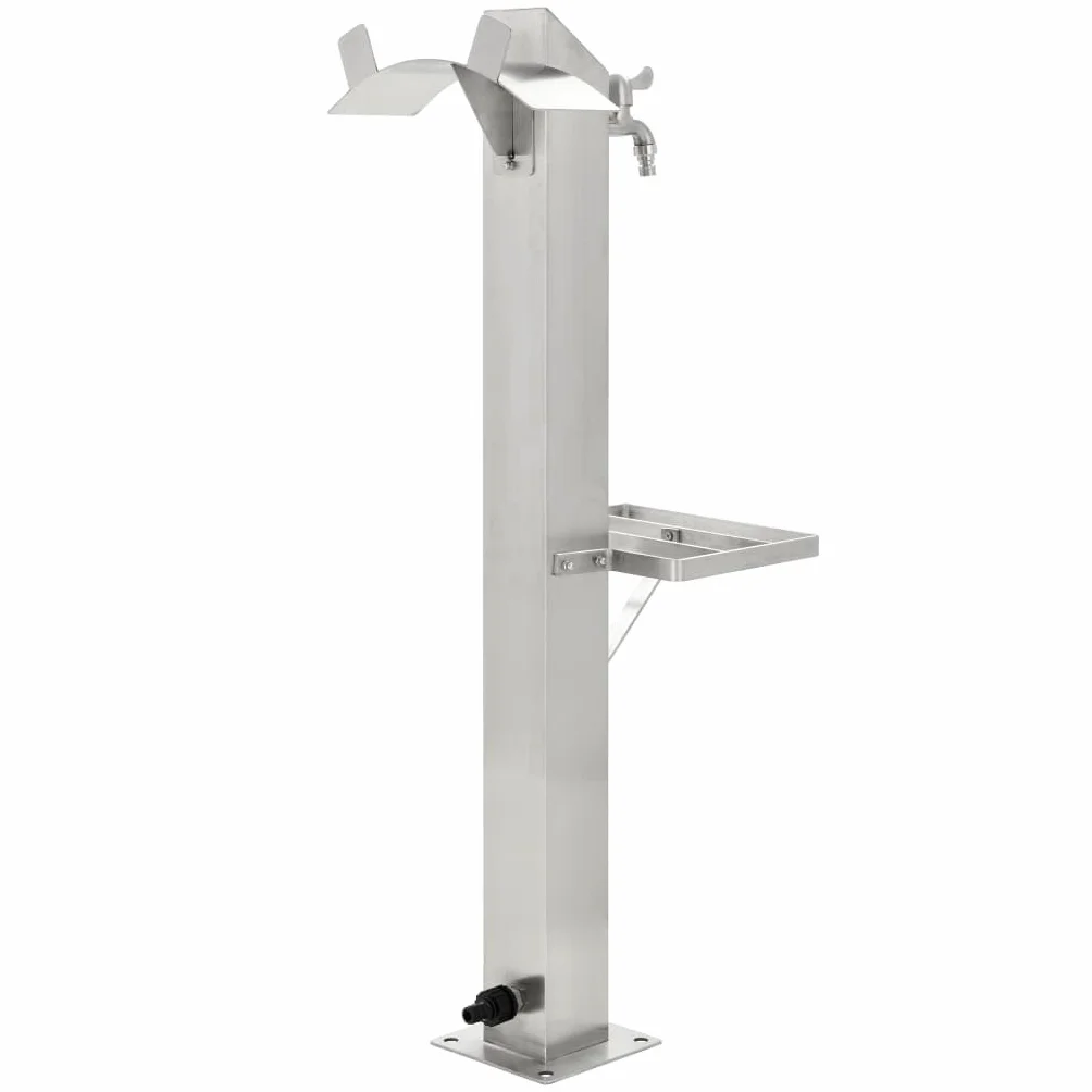 vidaXL Fontanella a Colonna Acciaio Inox 95 cm Quadrata Irrigazione Giardino