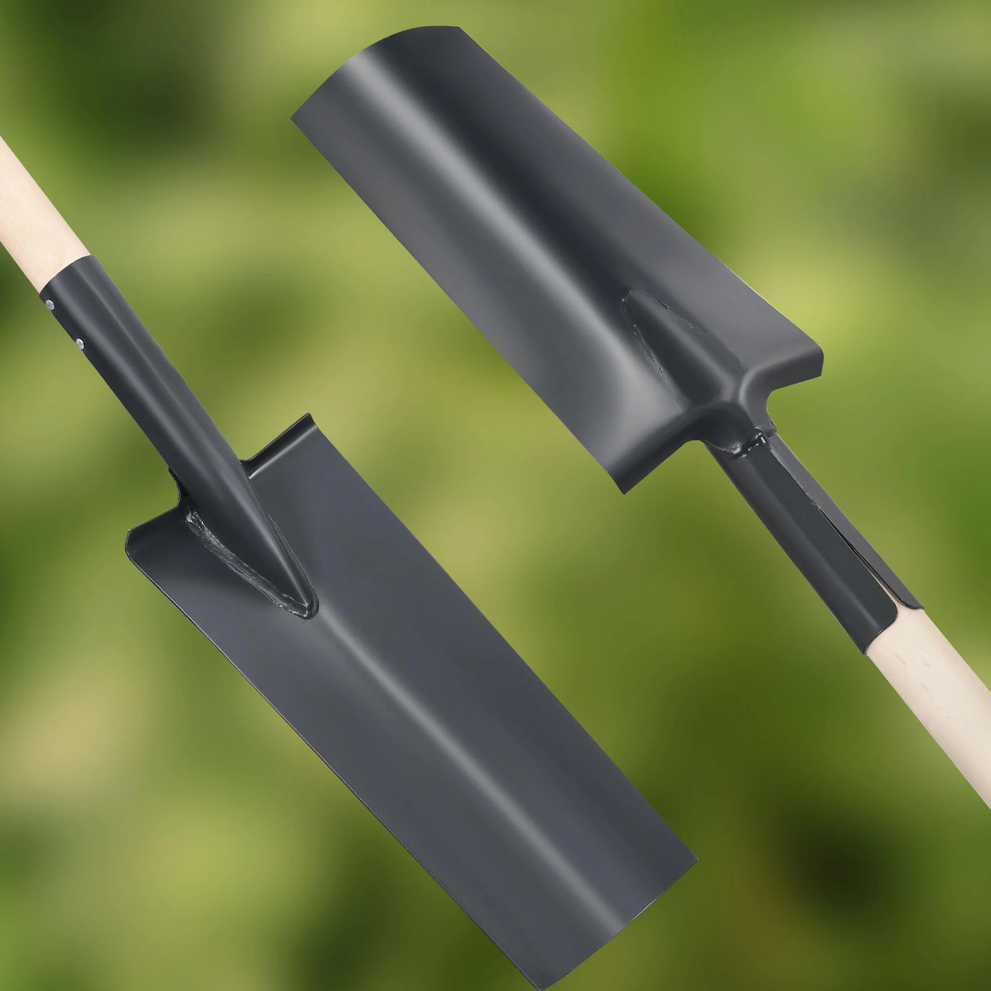 KOTARBAU® Vanga di drenaggio 380 x 147 mm per manico di 38 mm diametro lama in acciaio lunga stretta per trapiantare con manico in legno
